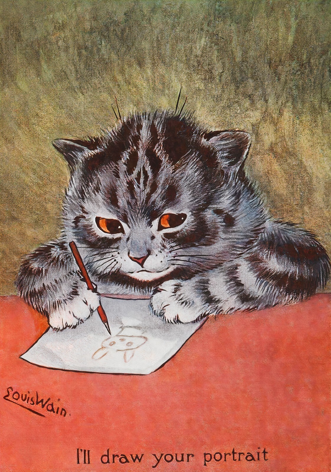Louis William Wain: I’ll Draw Your Portrait Archival Quality Fine Art Print