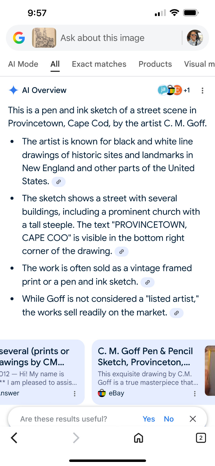 Pen and Ink Sketch Print, Street scene in Provincetown, Cape Cod