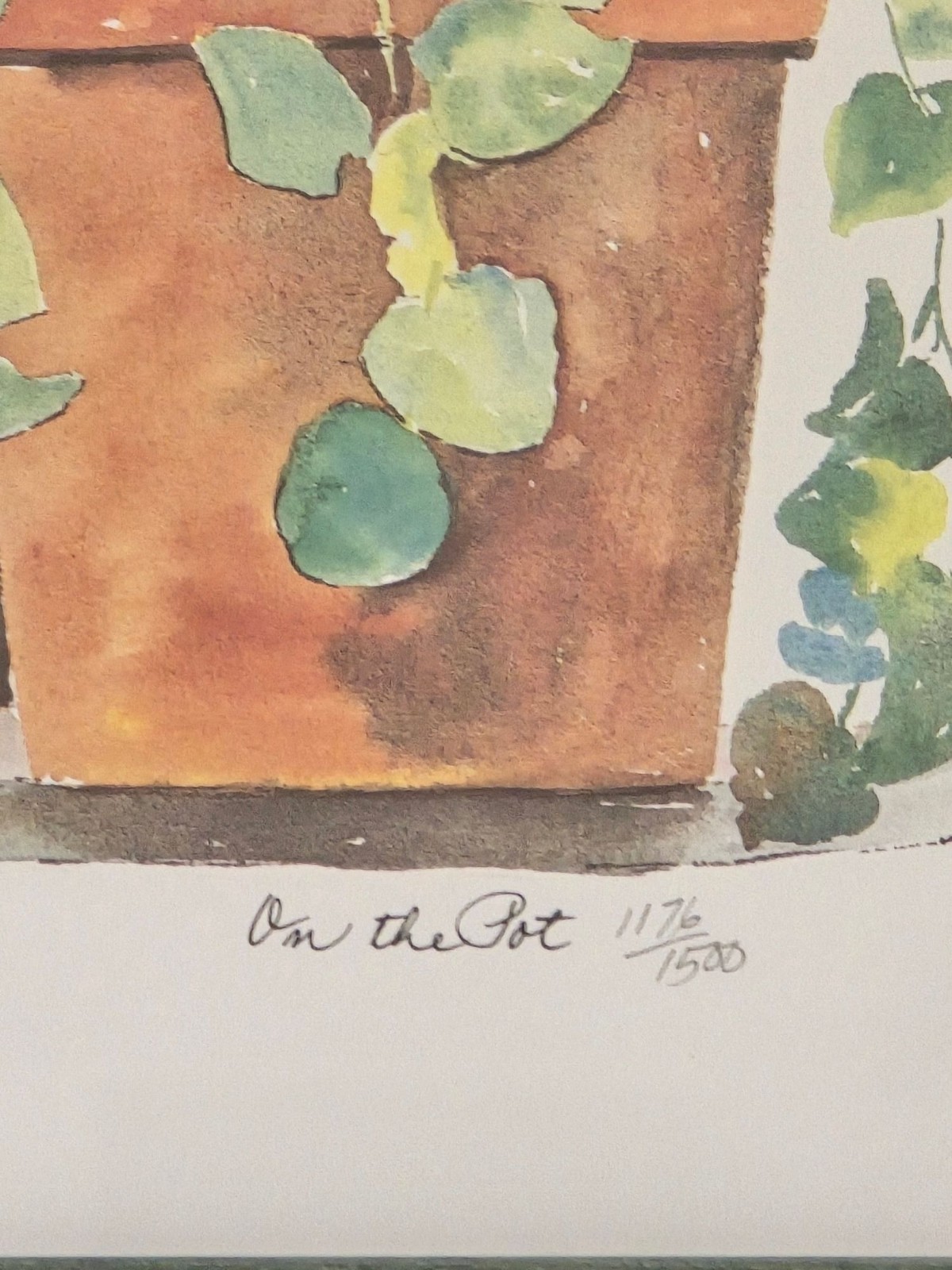 Jean Haefele Signed & Numbered Print “On The Pot” Framed Green Wood 1176/1500