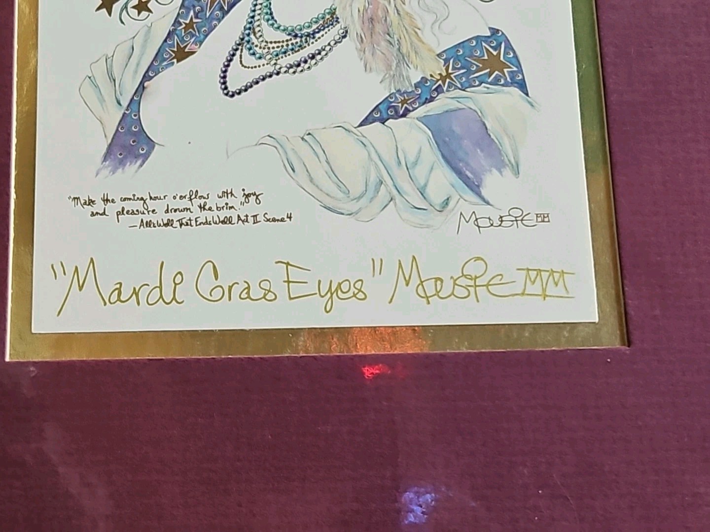 3 Mardi Gras New Orleans Prints 1998 1999 2000 Mousie Art Deco Art Nouveau 8×10