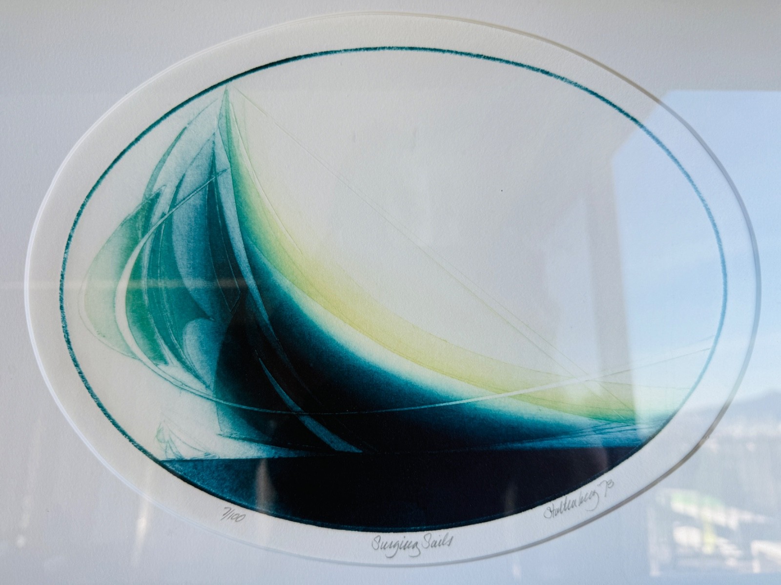 Vintage 1973 Donald Hugo Stoltenberg Surging Sails Color Etching Framed Art