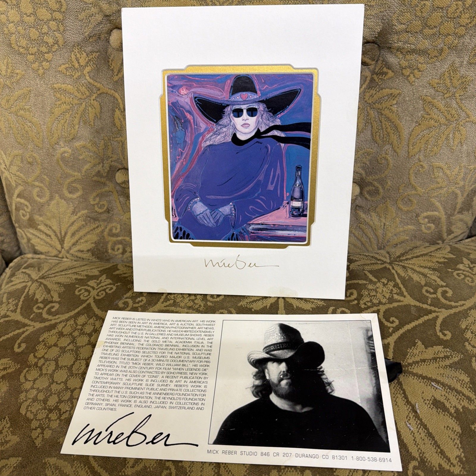SIGNED 1991 Mick Reber Situation II Print Southwest Art Western Cowgirl Vintage