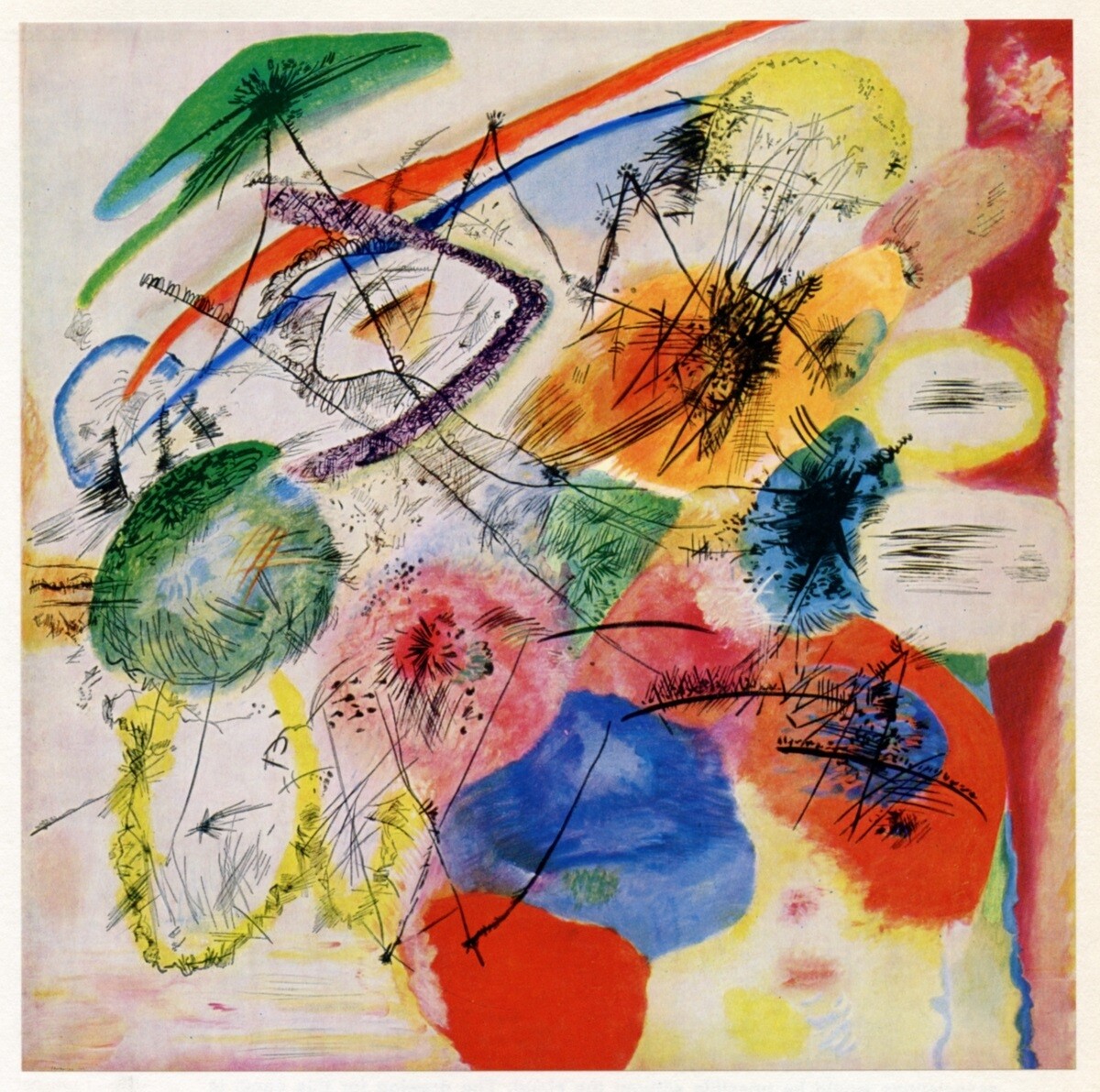 Black Lines – Kandinsky Abstract Modern Art Print 1958 book plate