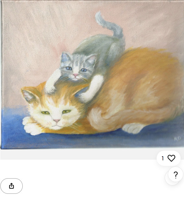 ACEO Hand Embellished Print “Creme Puff and Baby Luke” cats kittens