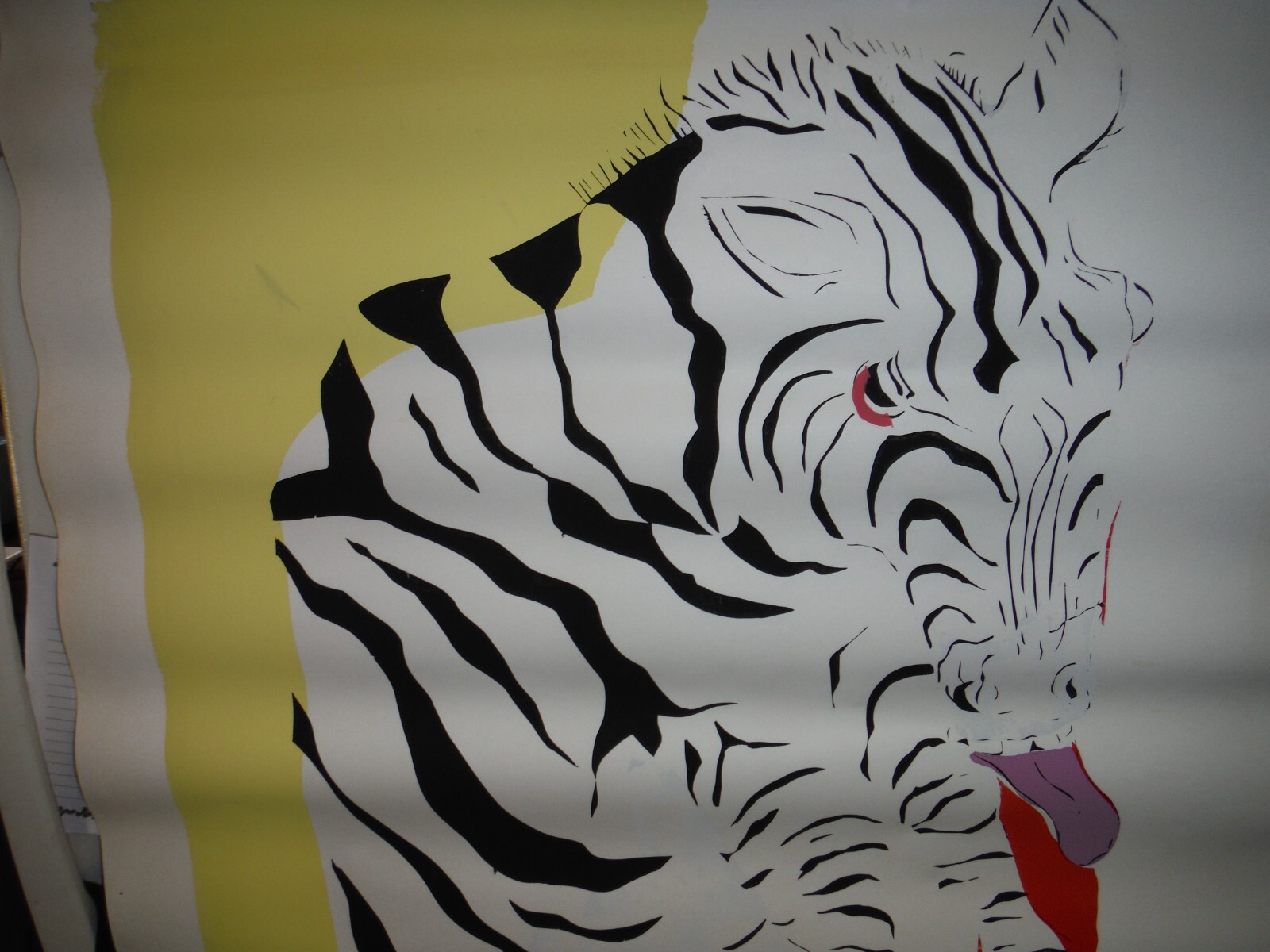 1960’s Original Block Print Zebra 36 by 24 inches
