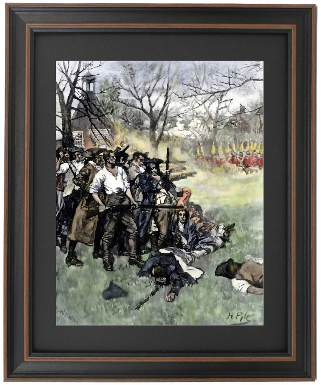 Framed Lexington Green – If They Want a War, Let it Begin Here by Howard Pyle