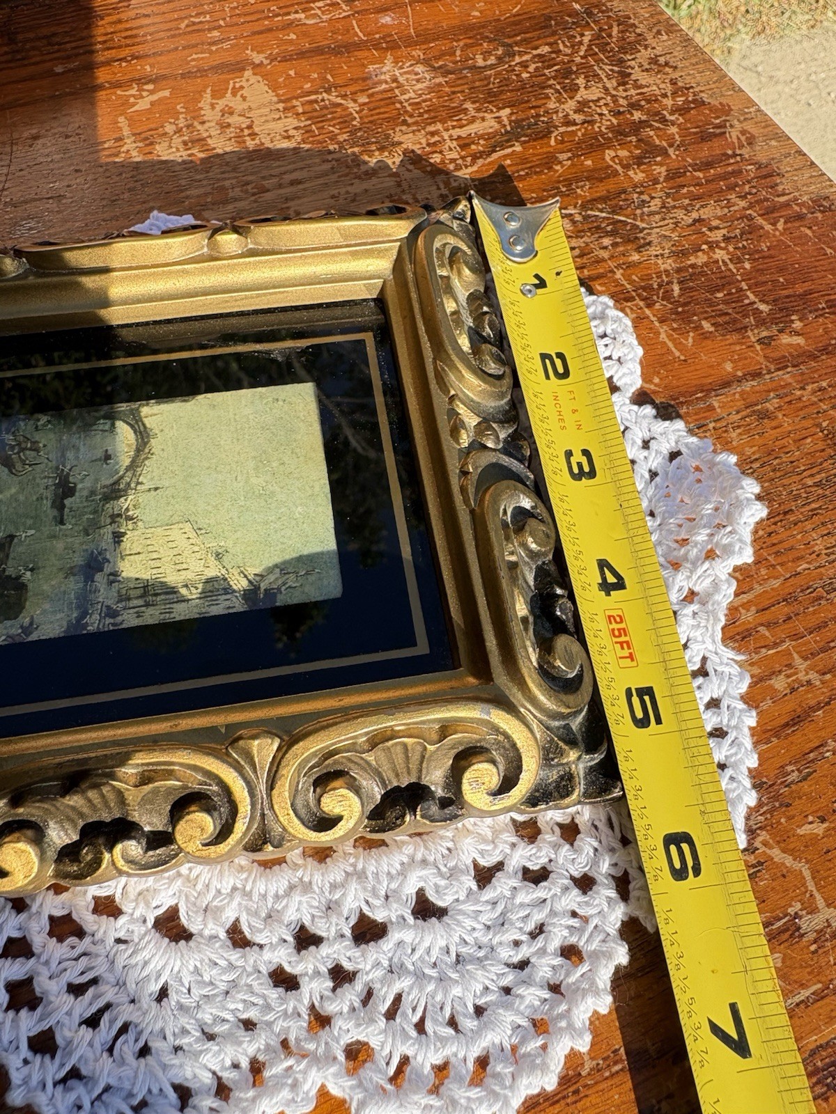 Vintage Framed Scenic Venice Italy Print 6.5” X 5.5” Rococo MCM Regency Style
