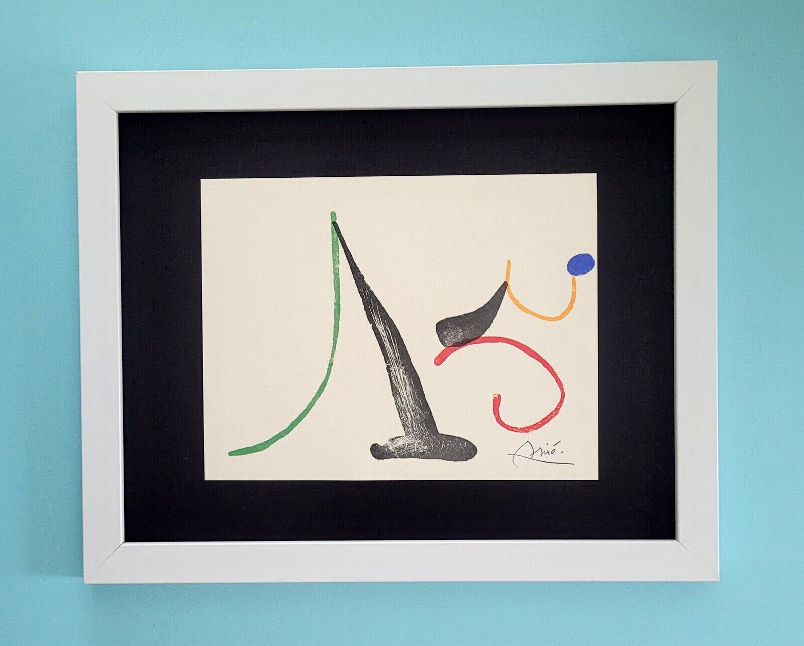JOAN MIRO + 1971 BEAUTIFUL SIGNED PRINT MOUNTED AND FRAMED 11x14in READY TO HANG