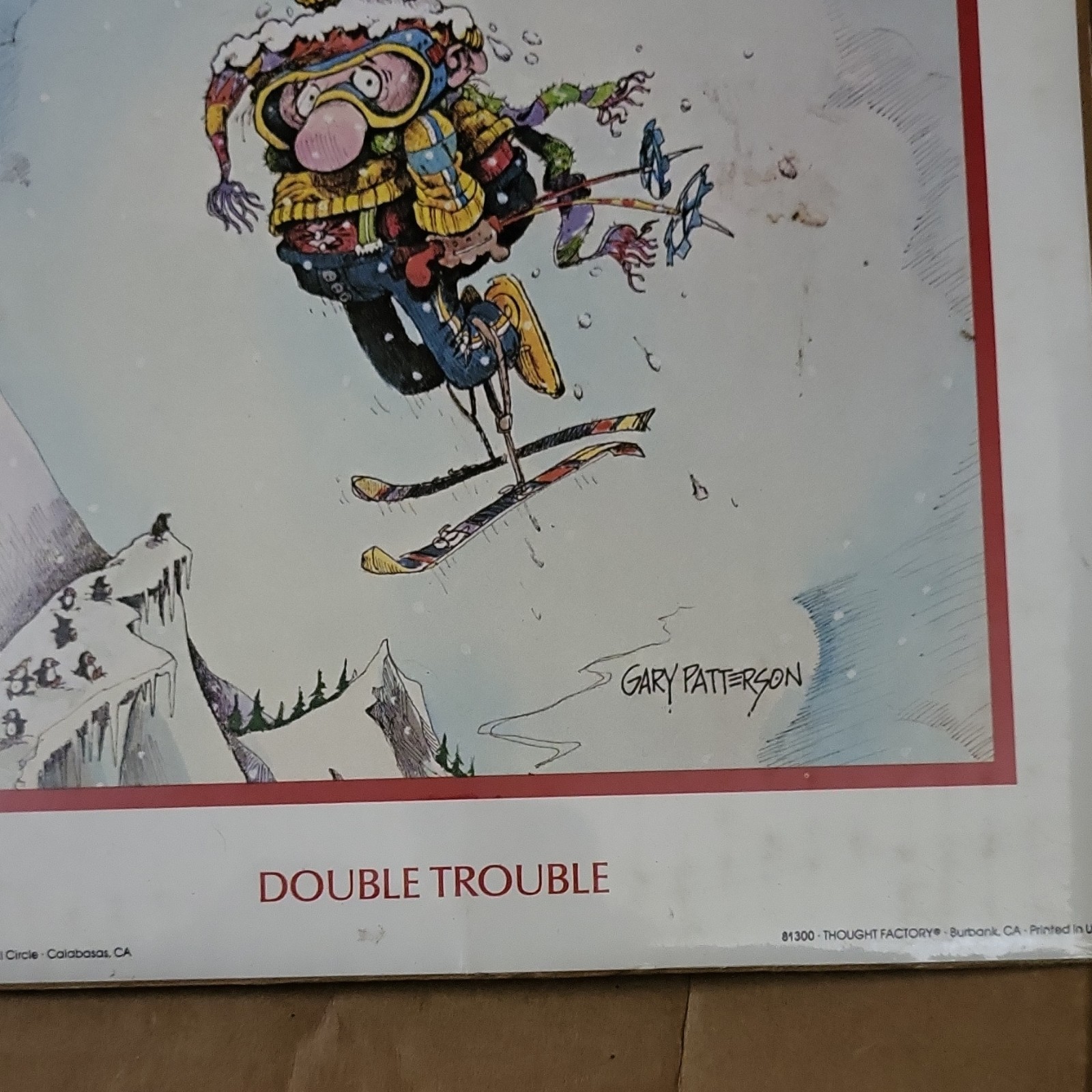 Gary Patterson Licensed Reprint Double Trouble Skiing Humor Cartoon