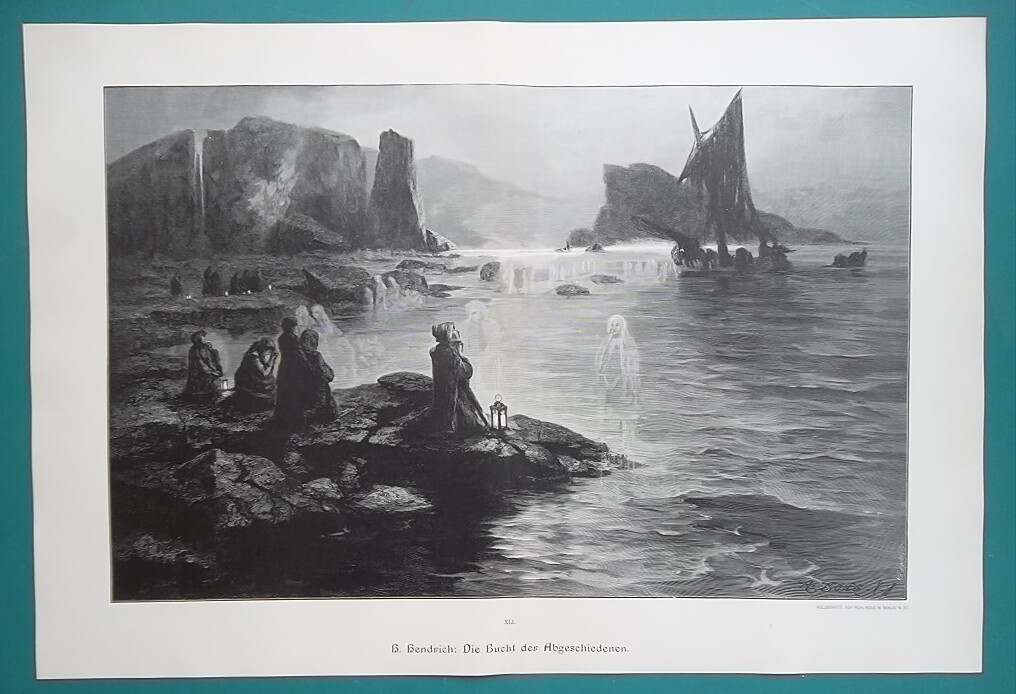 BAY OF WORSHIPPERS All Souls Day Brittany Ships – Victorian Era Print 14 x 20″