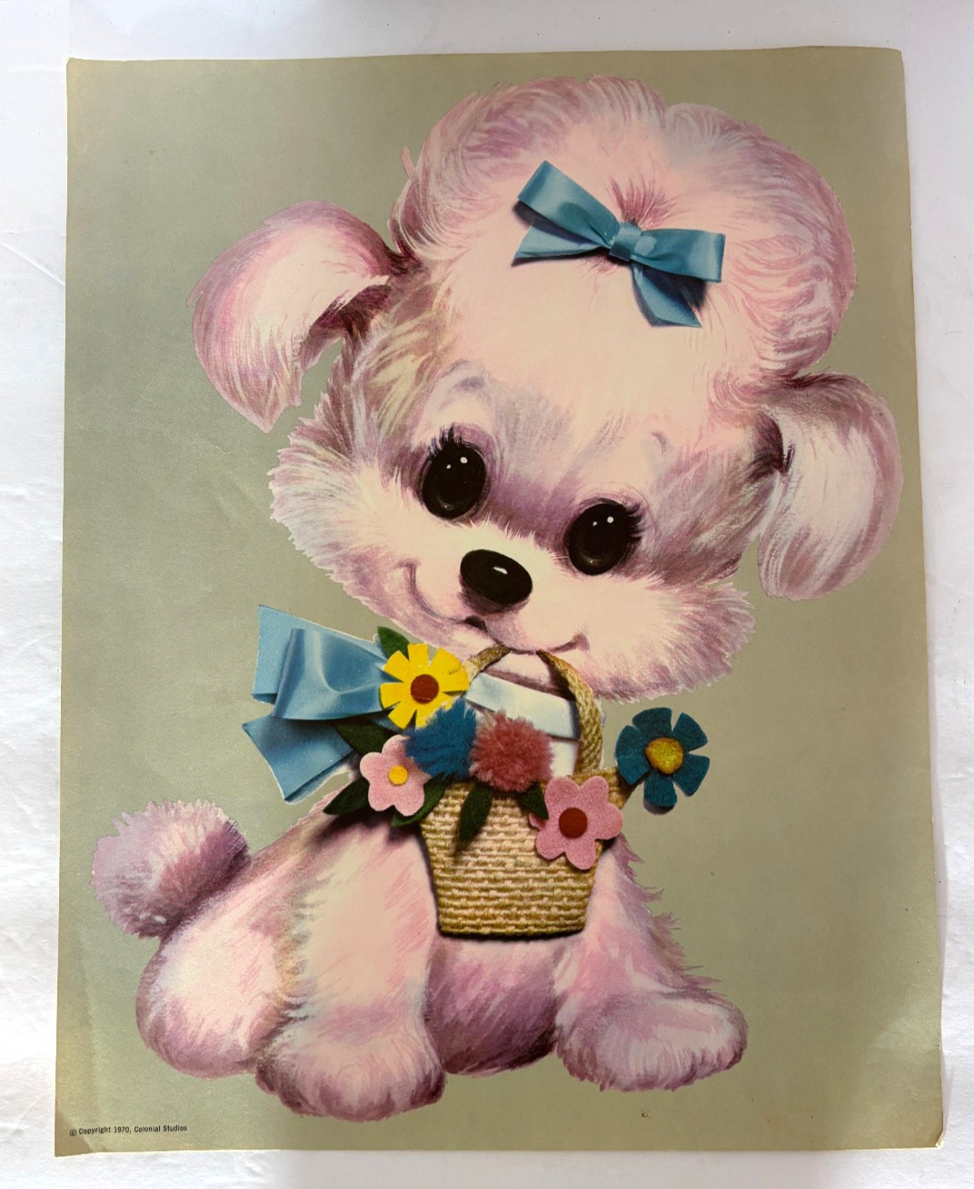 VTG 70s Colonial Studio Lithograph Cute Dog Prints 11X14 Poodle Retro