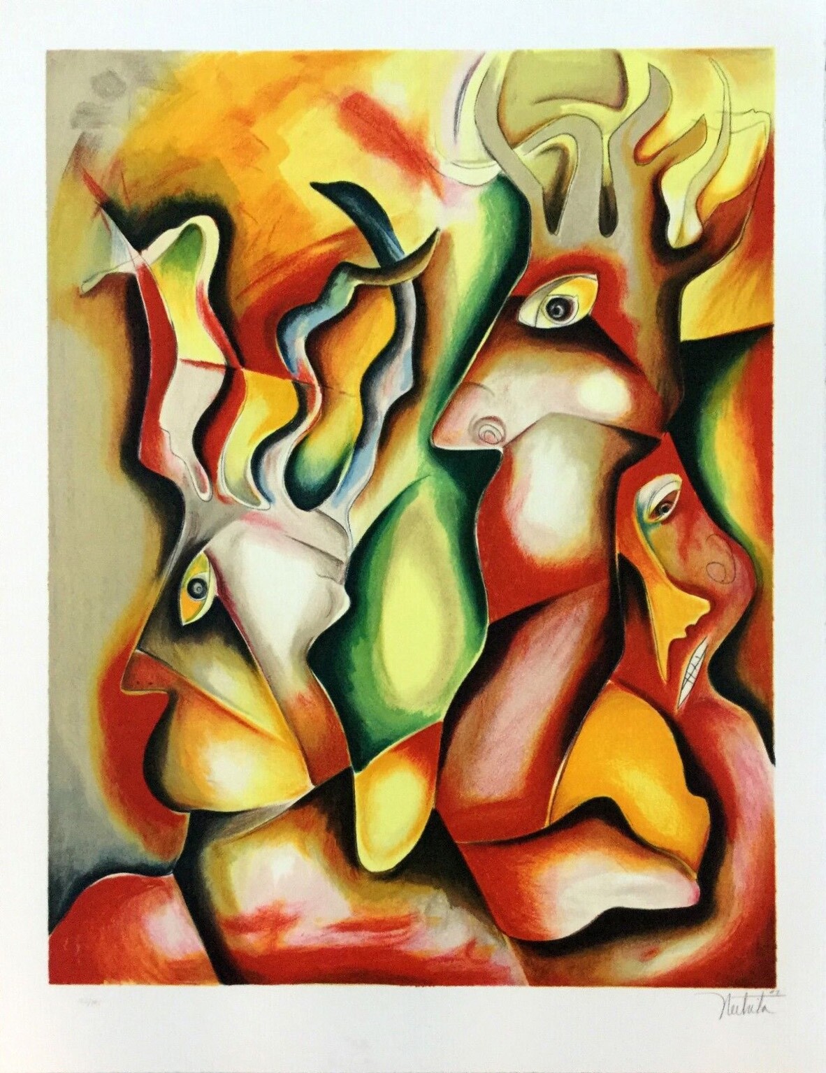Contemporary Modernist Unframed Natures Roots Alexandra Nechita Signed Litho