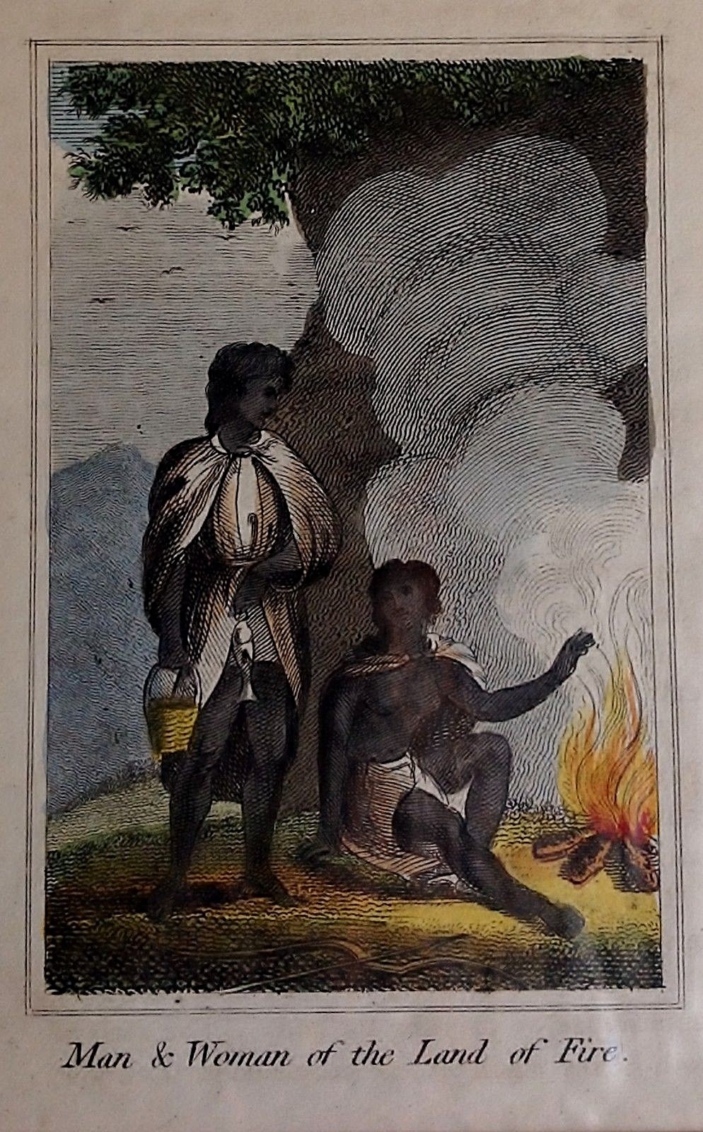 South America, Tierra del Fuego, original etching, first half 19th century