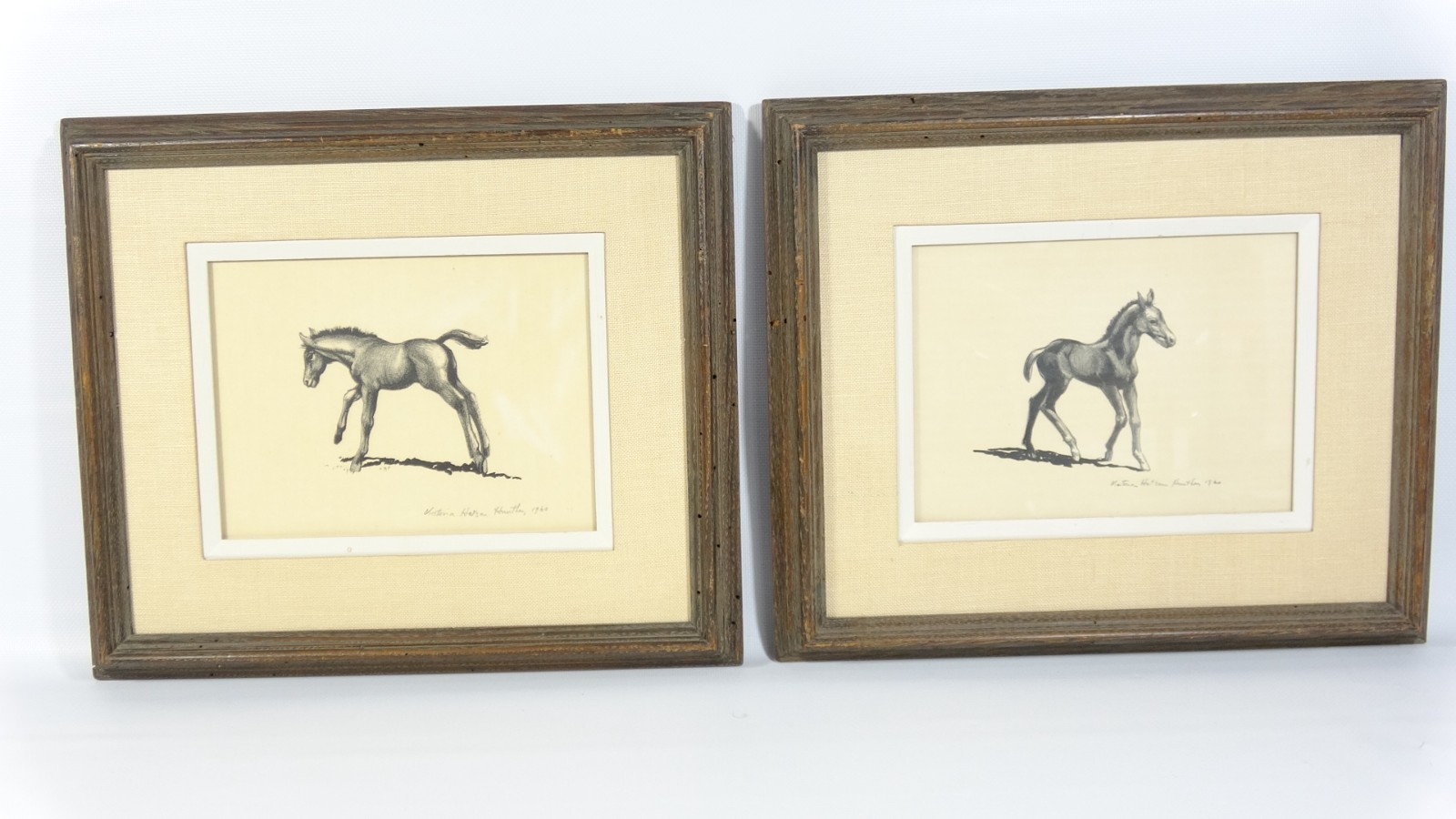 2 Frame Set Victoria Huntley “Foal” & “Foal In Action” Lithograph Studio Gallery