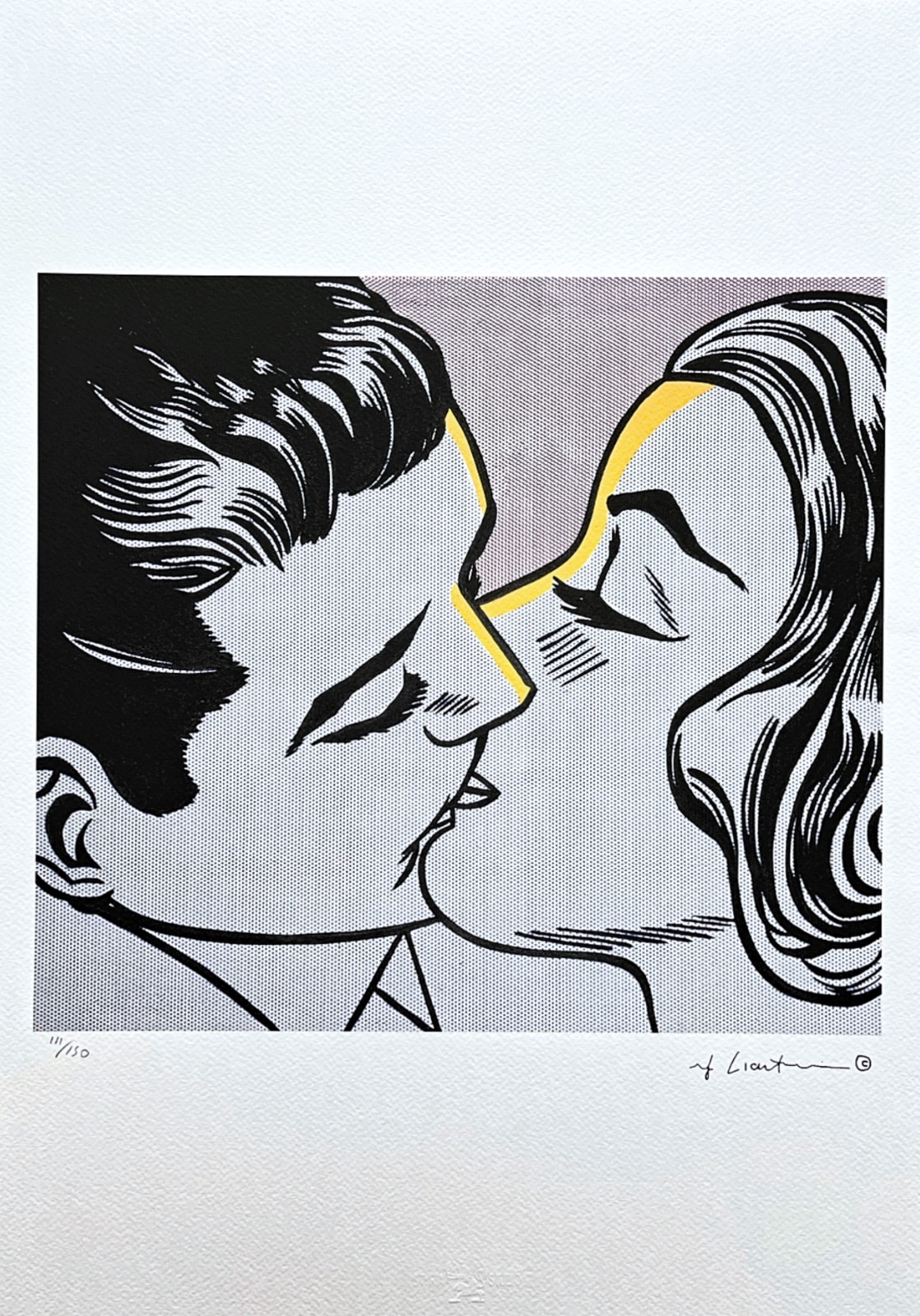 ROY LICHTENSTEIN – The Kiss IV – signed, numbered edition 111/150, 35×50 cm