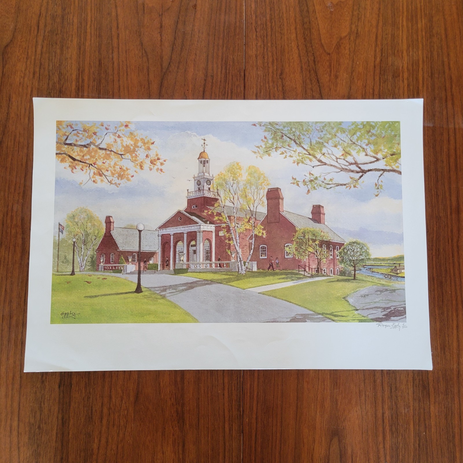 Roger Epply Andrews Memorial Town Hall Signed Lithograph Connecticut 14x23in