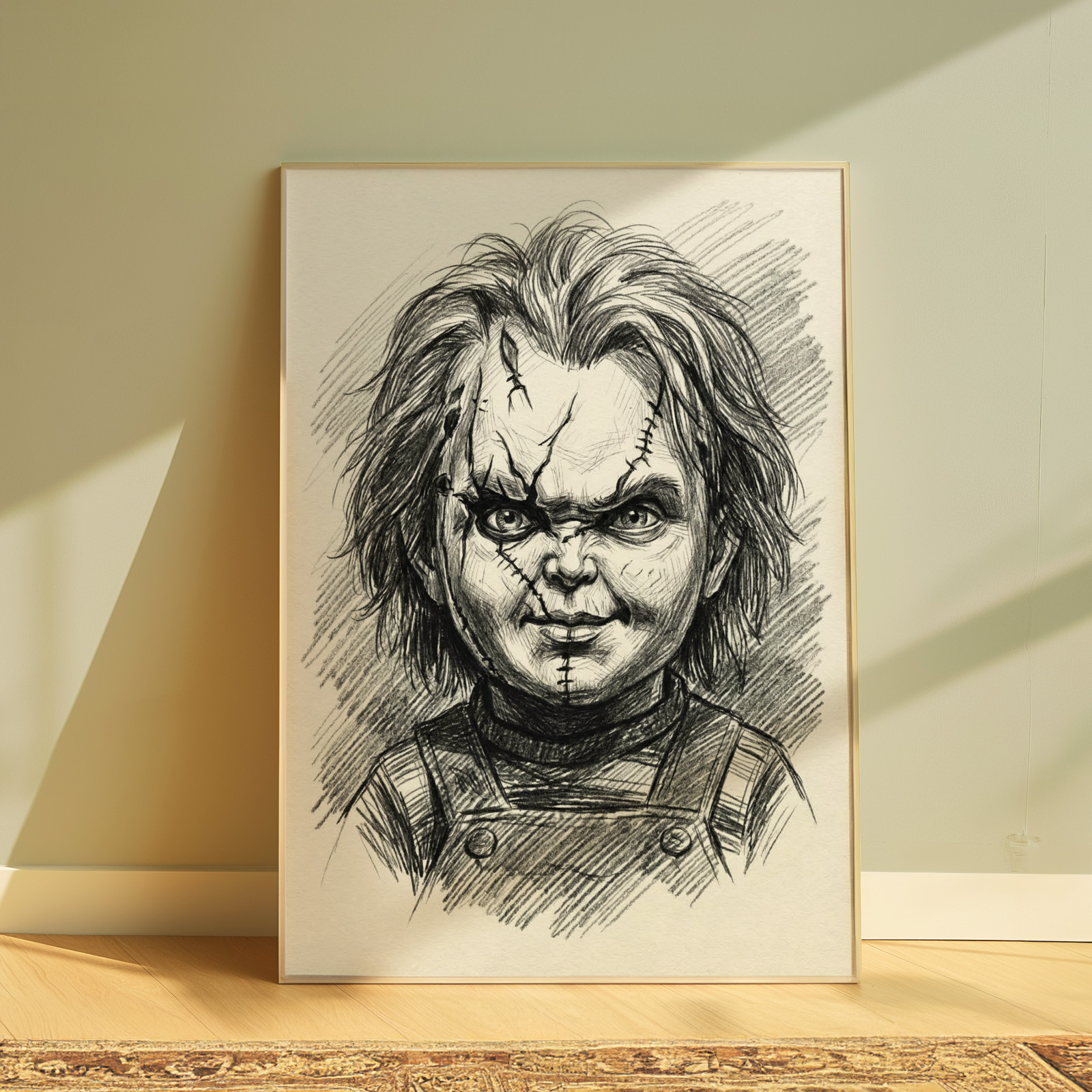 CHUCKY HORROR MOVIE DRAWING PRINT PORTRAIT SKETCH 8″ x 10″ HORROR WALL ART PRINT