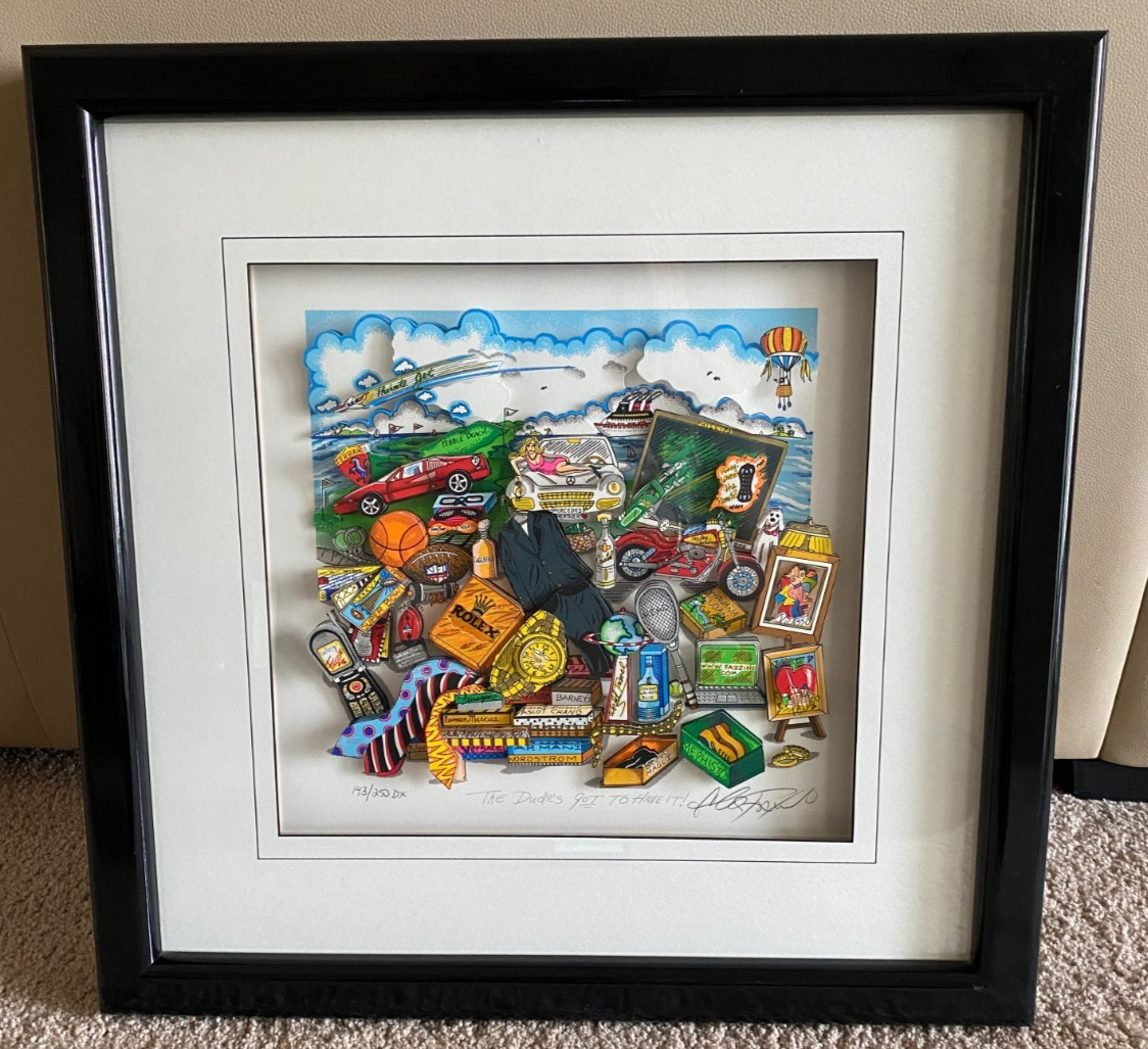 CHARLES FAZZINO FRAMED “THE DUDES GOT TO HAVE IT LIMITED EDITION SIGN SERIGRAPH
