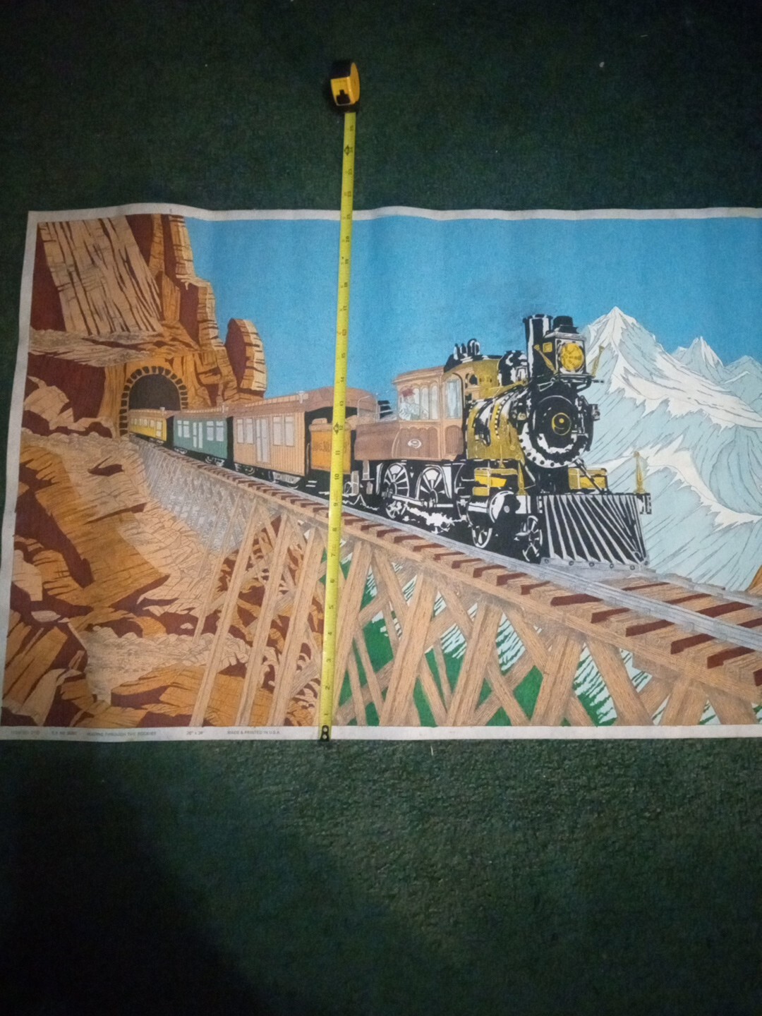 Vintage Heading Through The Rockies Made Printed In The USA Cloth 20×34 Unique