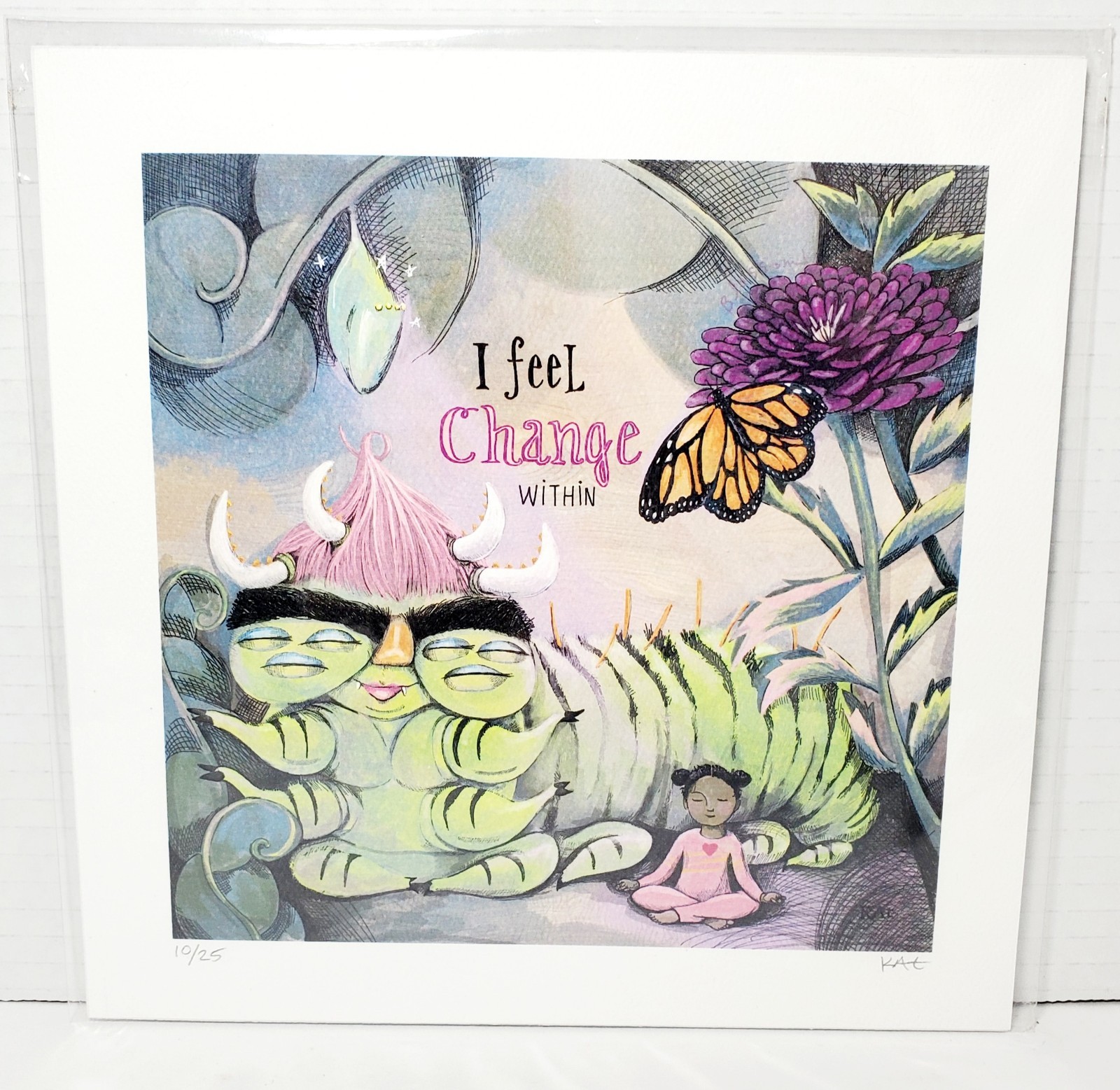 Original KAT GOTTLIEB Print “I Feel Change” Signed Numbered No Frame 8″ X 8″