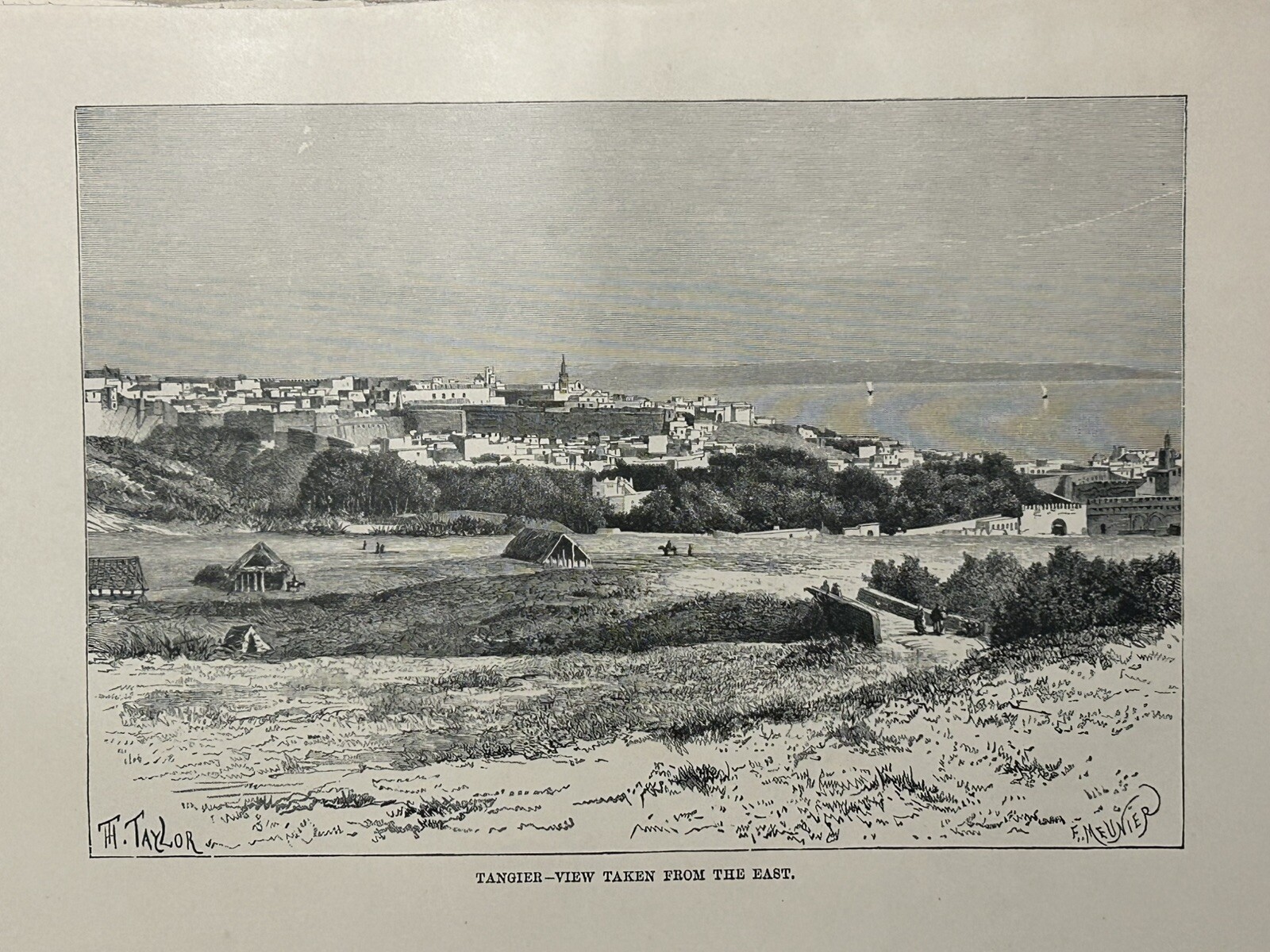1885 View of Tangier, Morocco Original Antique Print