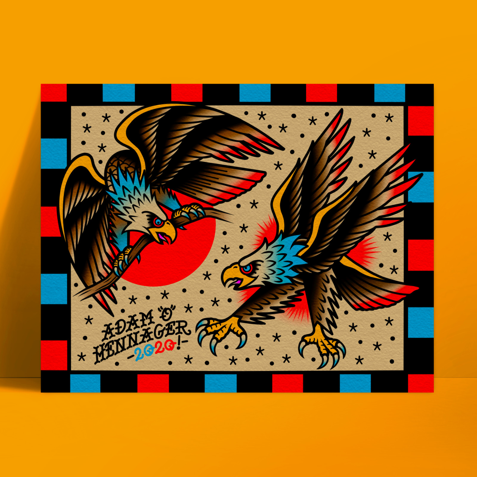 Eagles | Neo-Traditional Tattoo Flash Art Print | 11″ x 14″