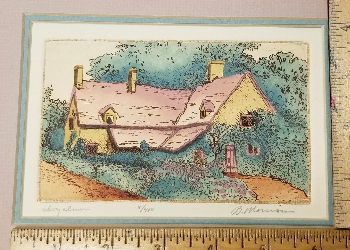 Ivy Inn Cottage Lithograph Signed B Morrison Numbered Low 8/400 Matted Only