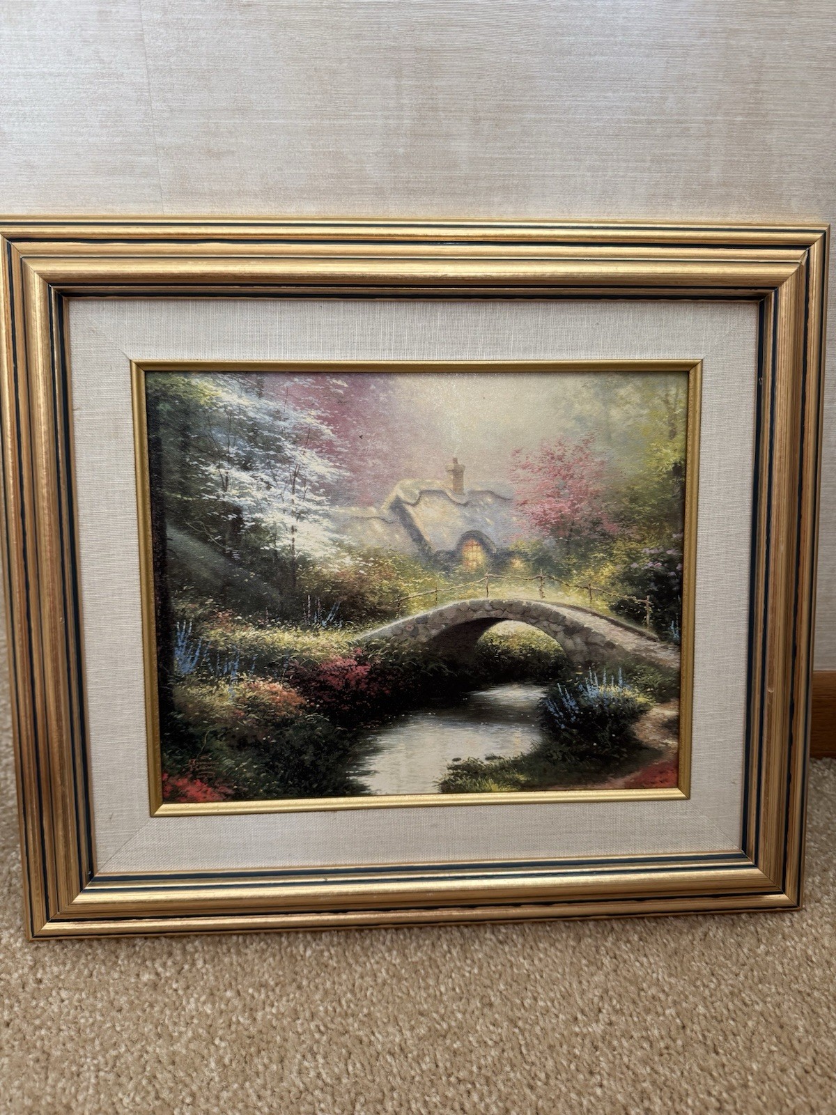 Thomas Kinkade Garden of Prayer Framed Art Print 1997 Vintage Cottage Decor
