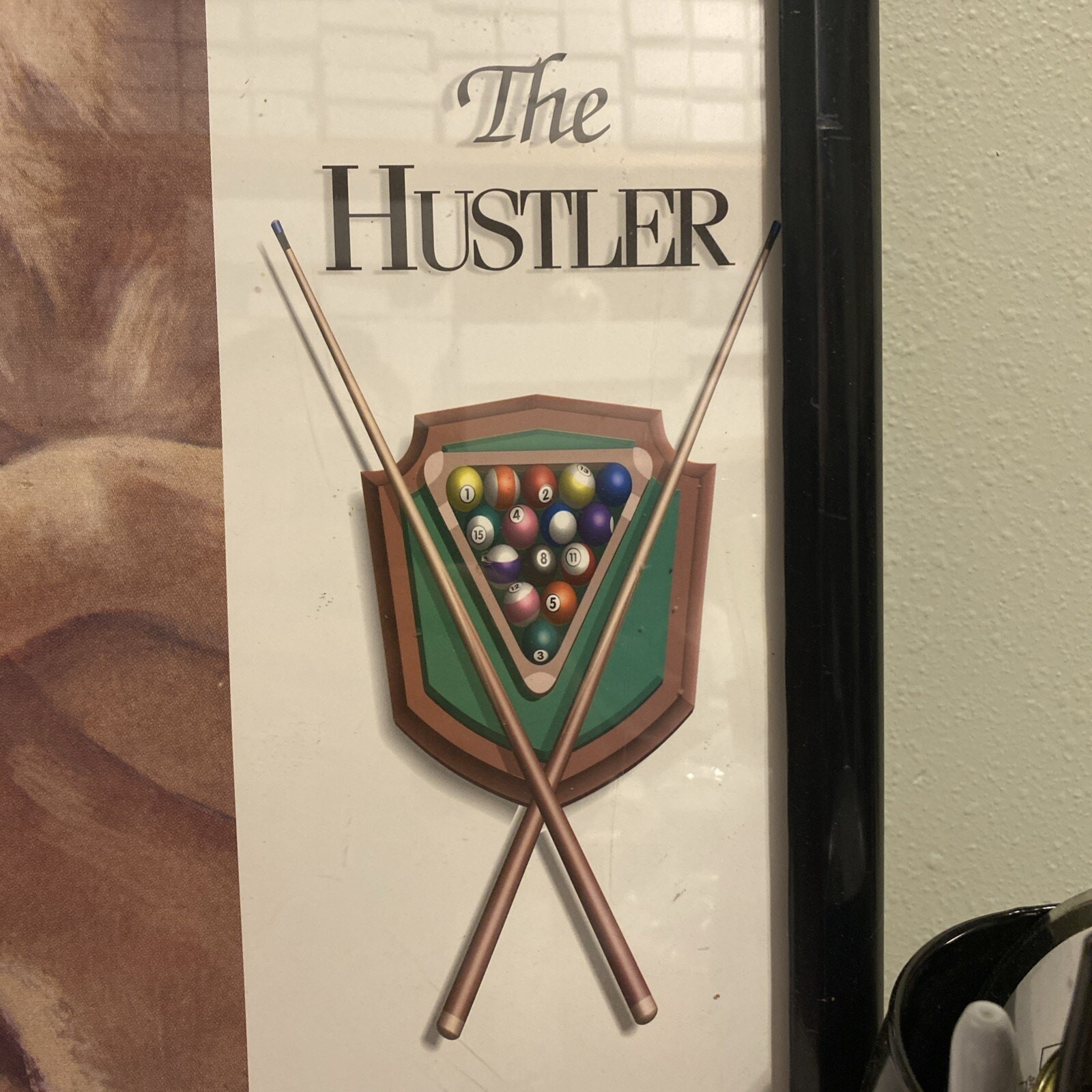 The Hustler Funny Dogs Playing Pool Art Print 36/24 Inches Framed