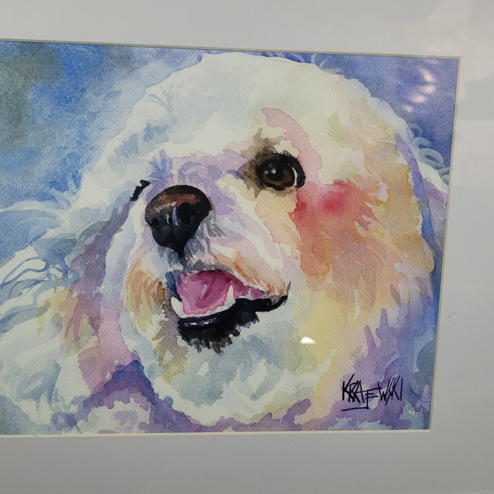 Dog Fine Art Print on Cotton Watercolor Paper Framed and Matted 15×12