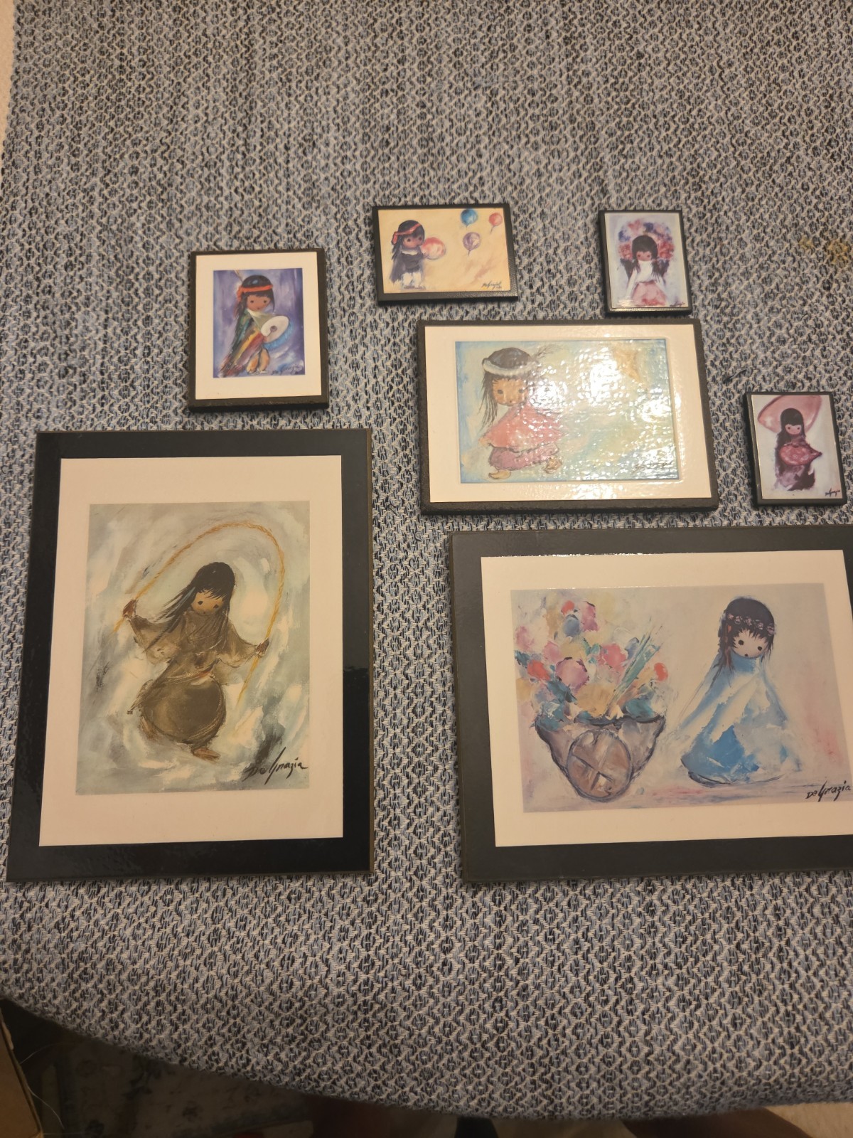 Vintage Ted DeGrazia prints laminated Onto plaques lot Of 7 With Magnet Mounts