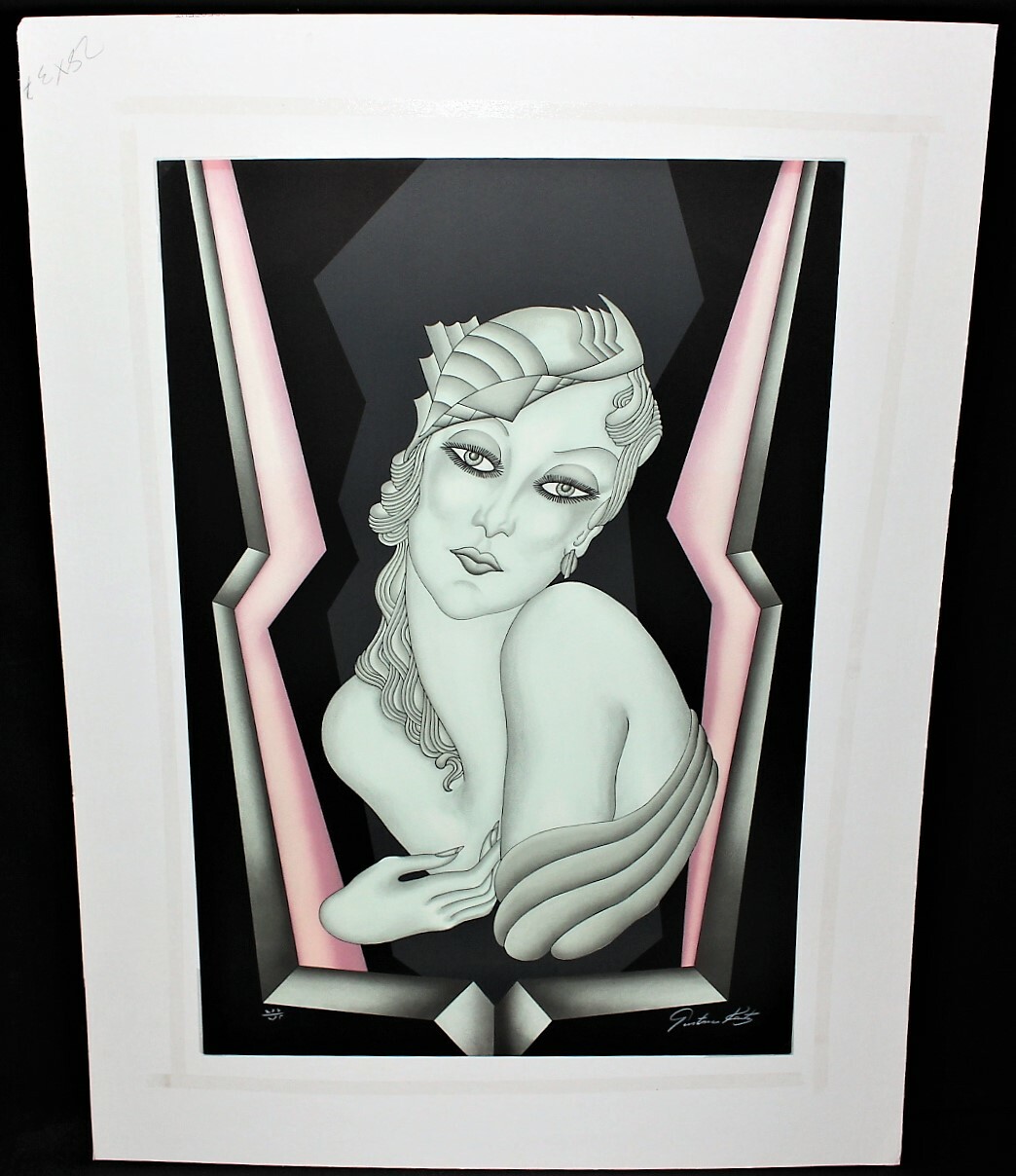 Gustave Kaitz Art Deco Gatsby Girl Signed Limited Edition Lithograph 273/275