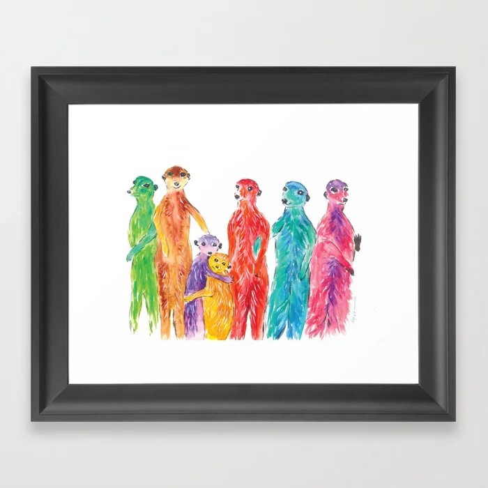 A4 Colourful Meerkats  print ONLY ,From my original watercolour Painting