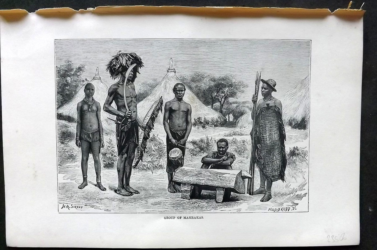 Reclus C1880 Antique Print. Group of Makrakas, Africa