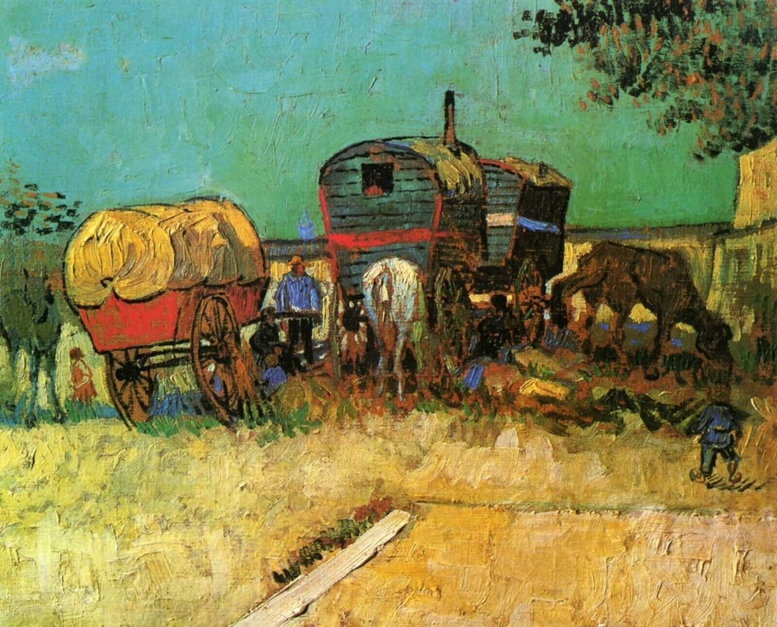1888 Encampment of Gypsies with Caravans by Vincent van Gogh ART Home Decor