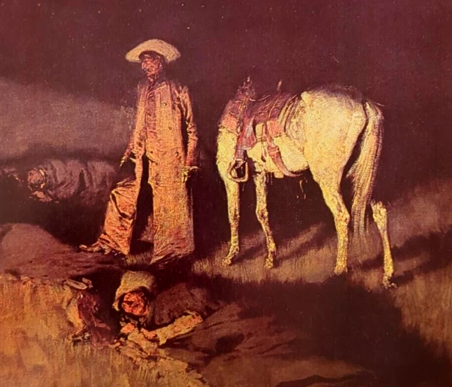 Frederic Remington In From The Night Herd Western Art Bookplate Print 33