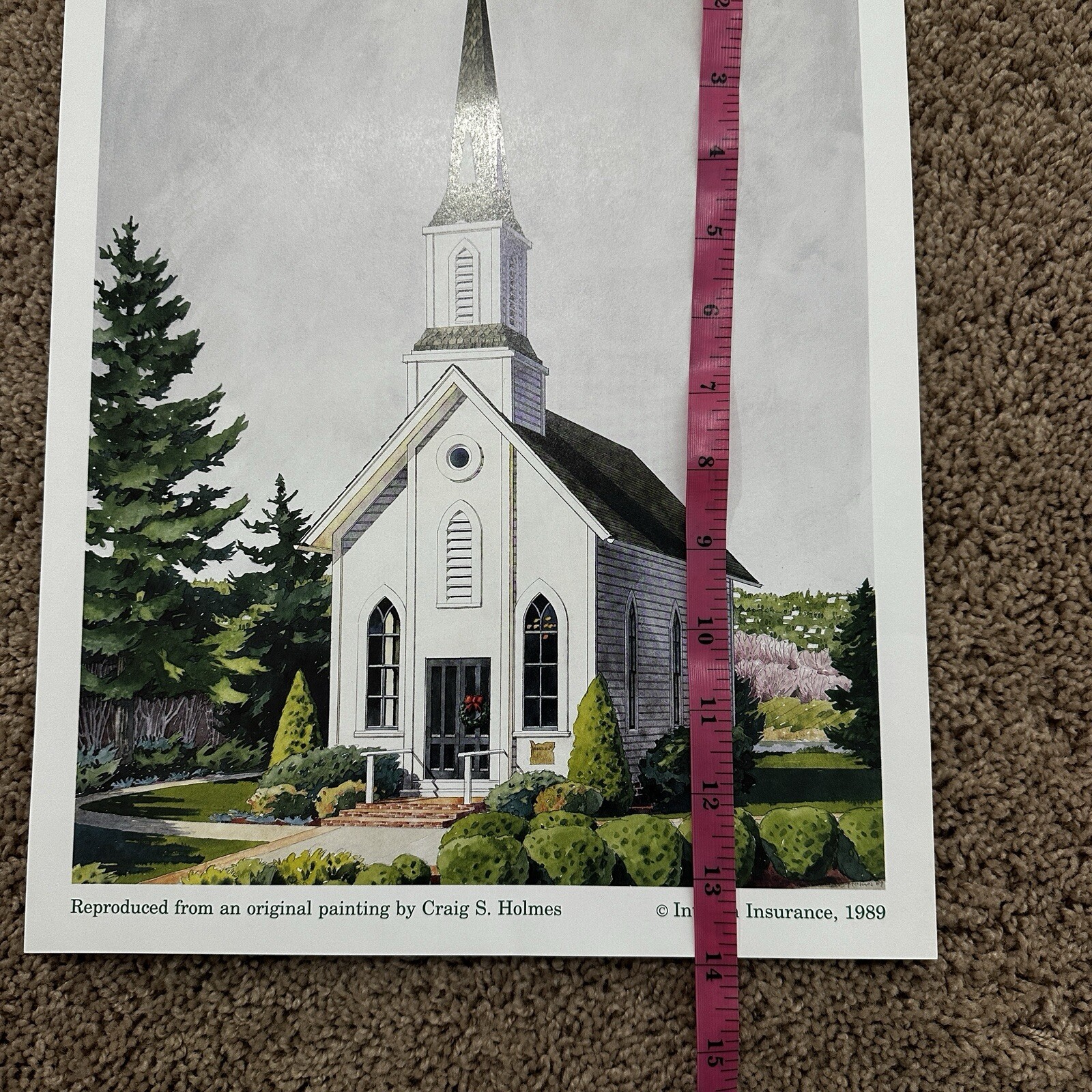 Vtg 1989 Oaks Pioneer Church Portland Oregon Painting Print Craig S Holmes 11×14