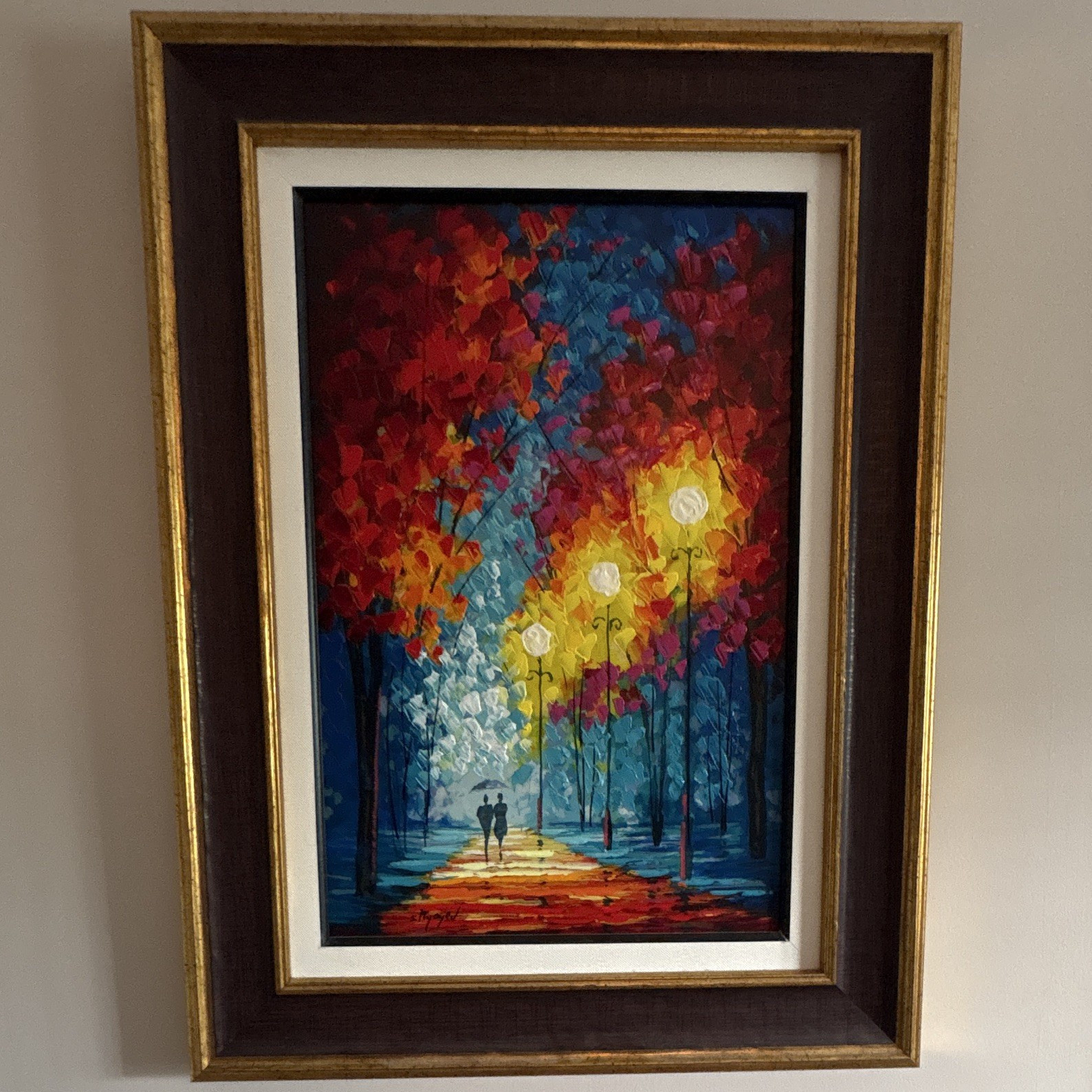 Slava Ilyayev A Quiet Saunter 2017 serigraph print signed framed 22 3/4”x15”