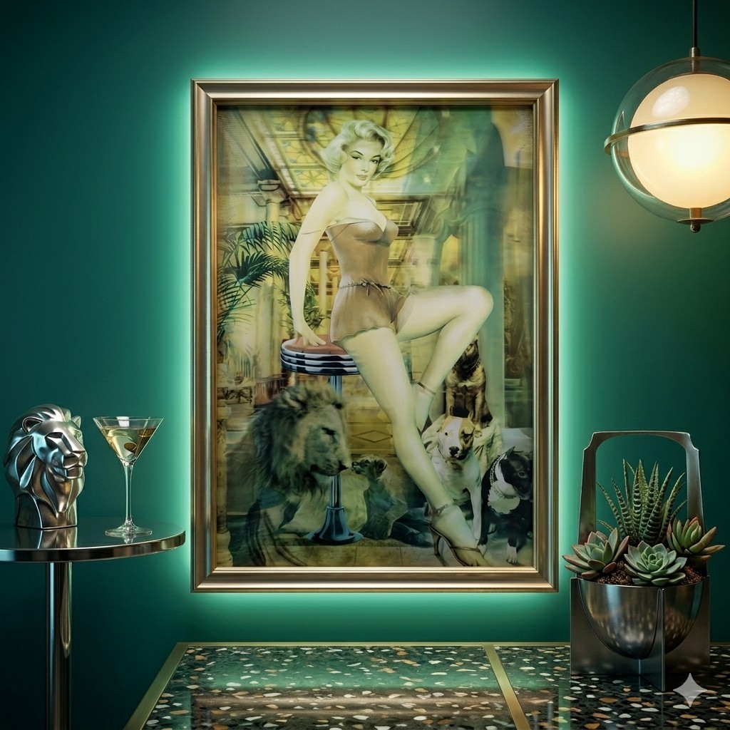 VTG Marilyn Monroe Lenticular 3D Holographic Framed Art Gold Hollywood Glam Pic