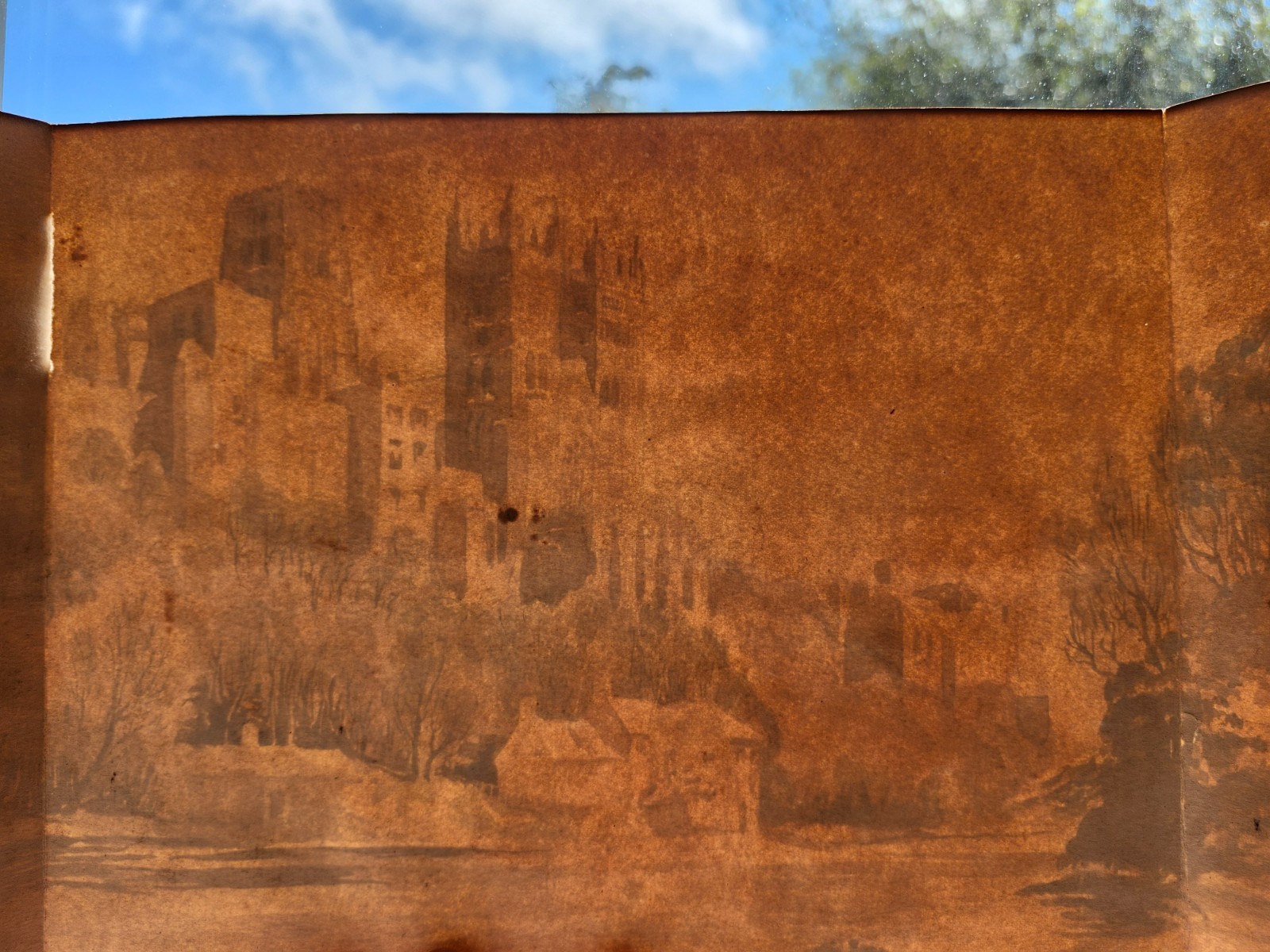 Antique 19thC Watercolor Painting Durham Cathedral After Thomas Girtin Original
