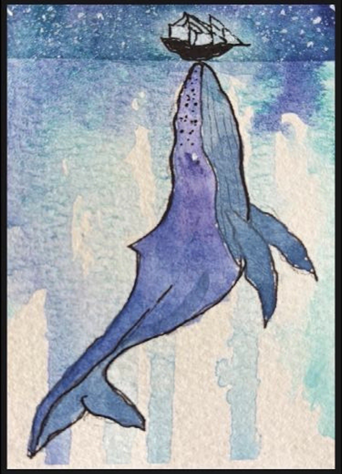 Bearer of Lost Ships Whale ACEO Art *Print* 2.5×3.5 Mini