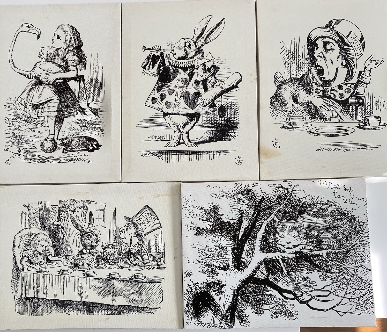 Alice in Wonderland Canvas Prints 10×14 John Tenniel Illustration Lot Of 5