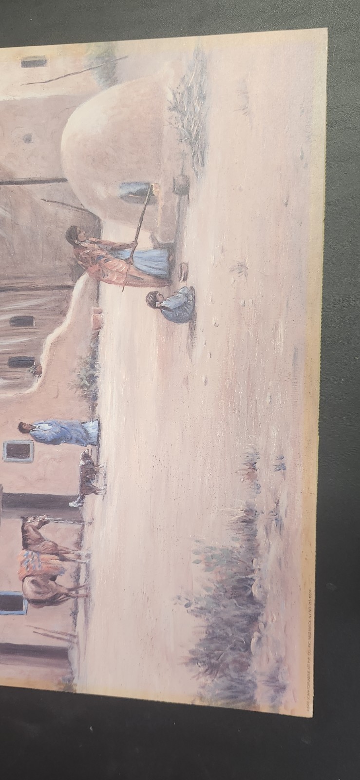 VTG M. Caroselli Art Print Adobe Village Life Southwest Desert Scene 1988 16×20