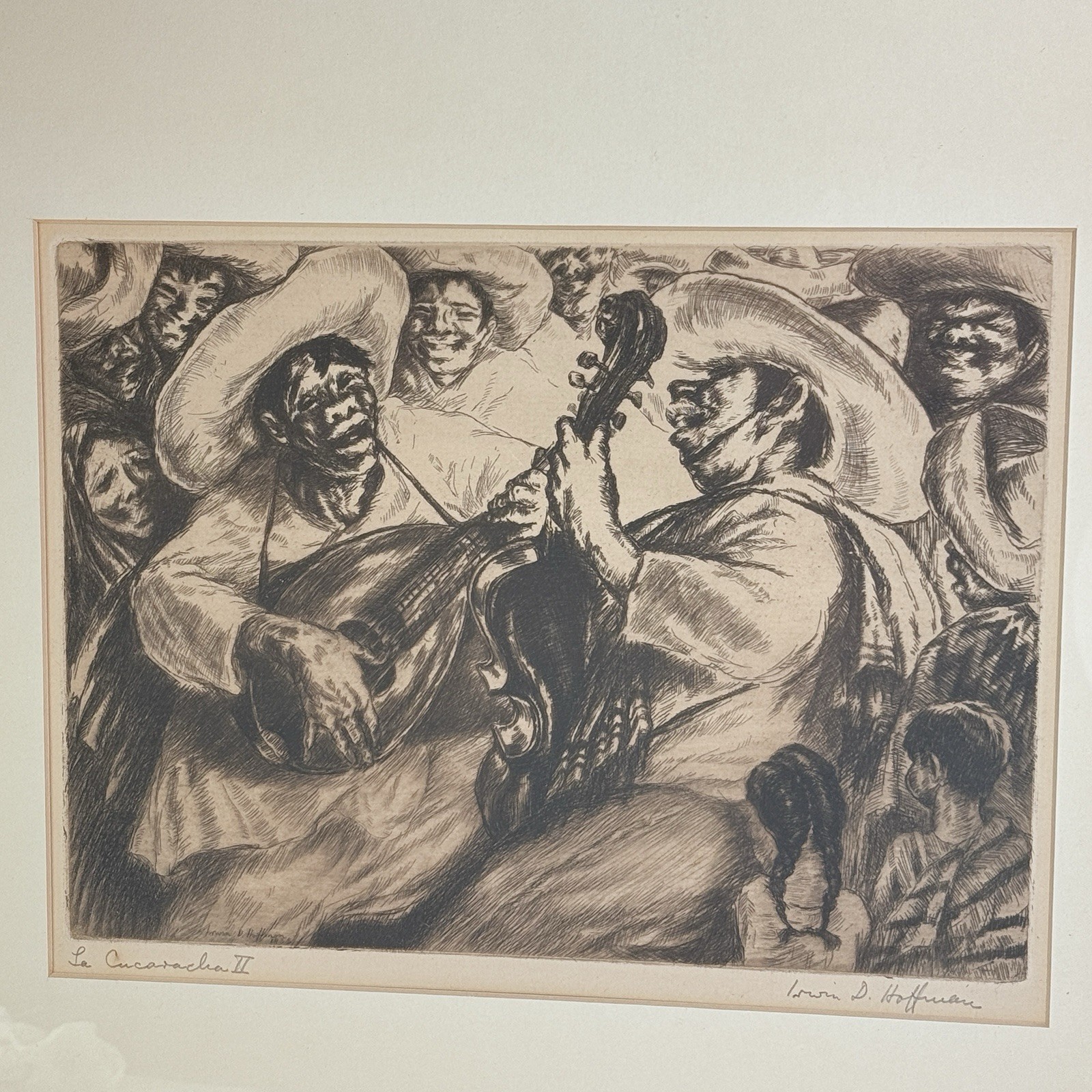 Irwin Hoffman La Cucaracha II Framed Signed Titled 1935 Mexican Singers Guitars