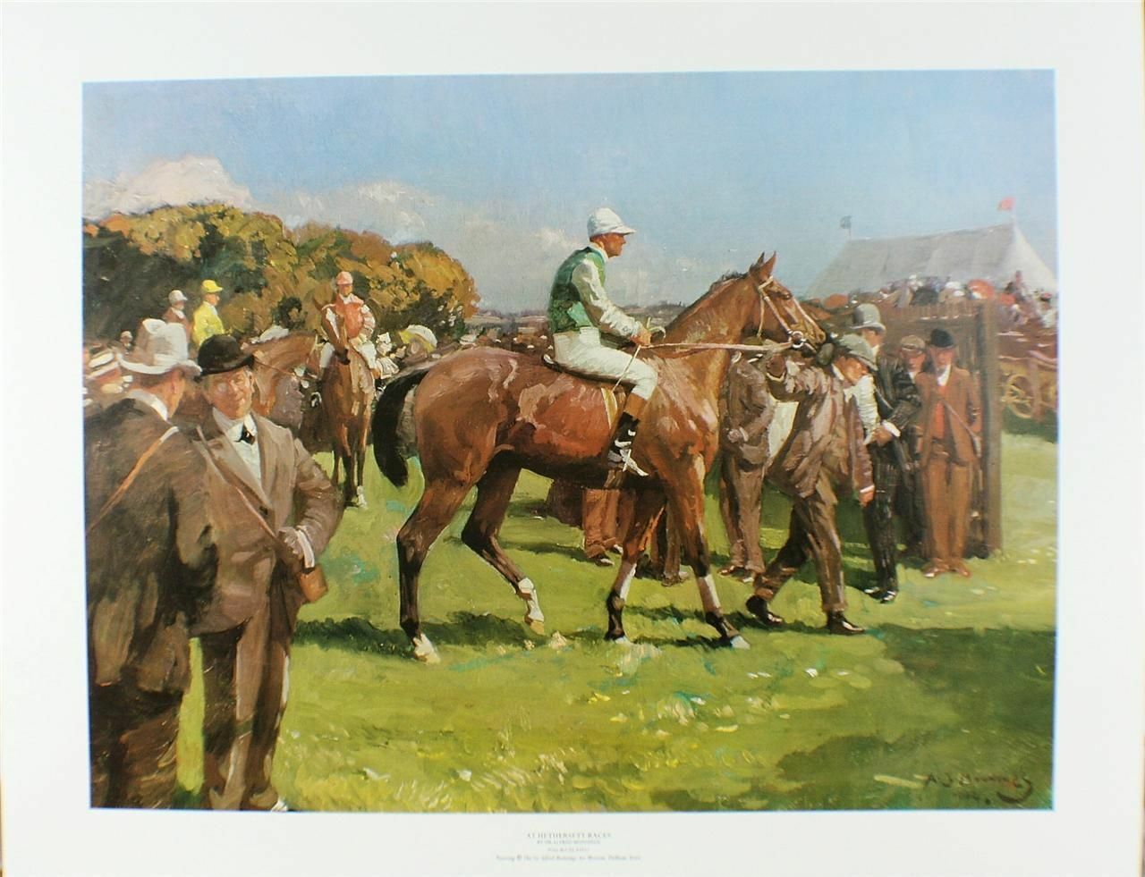 PRINT/ AT HETHERSETT RACES / MUNNINGS /50 X 59 CMS/HORSE RACING/TOP QUALITY/NEW
