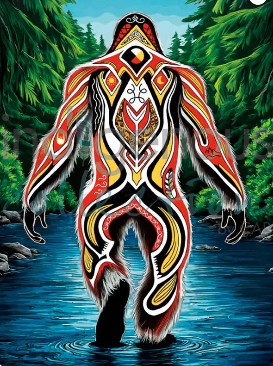Stephanie WHITE ” Sasquatch ” Canvas Native Art Indigenous Mi’kmaq Canada