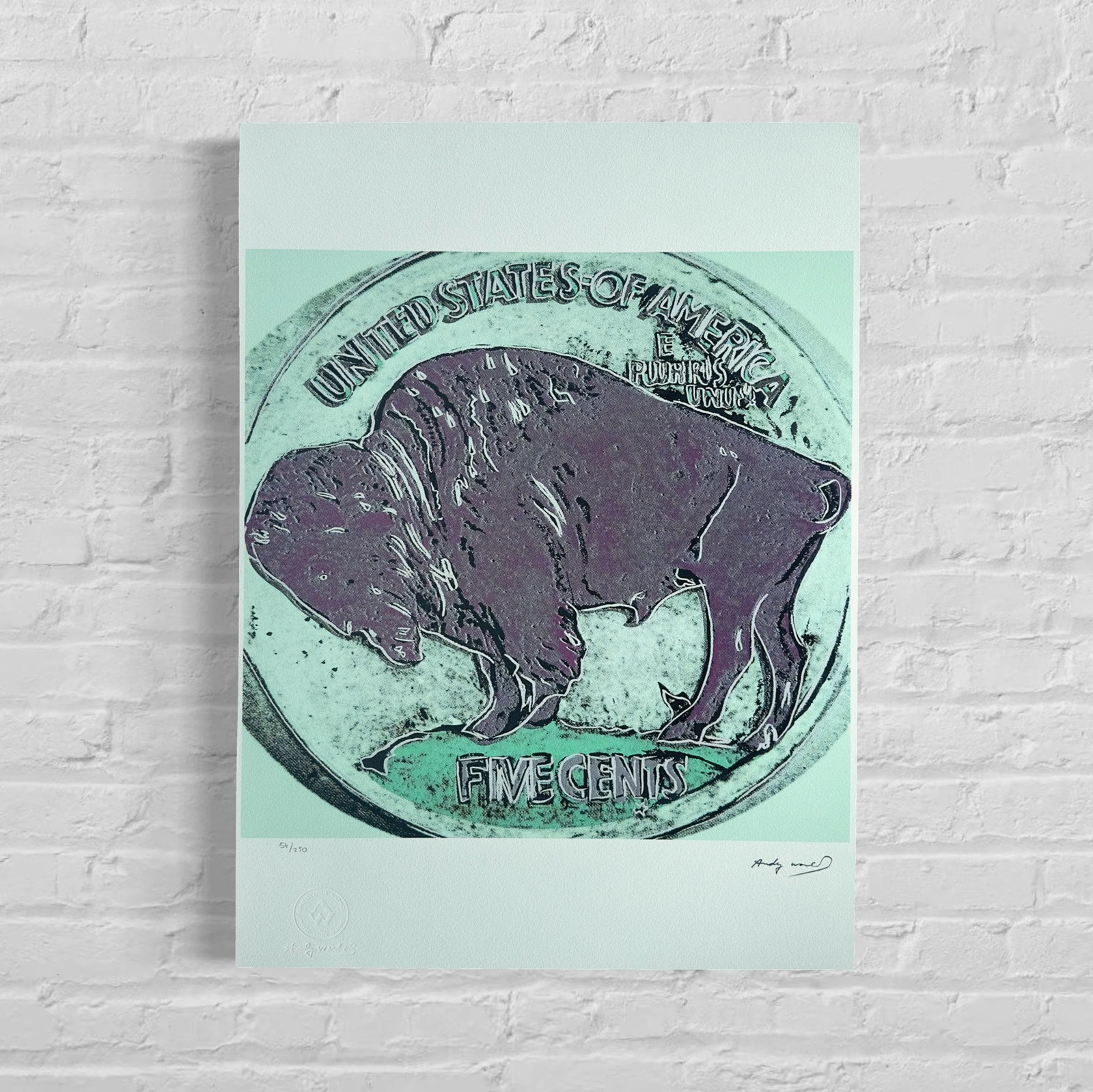 Andy Warhol Buffalo Nickel Lithograph on Arches 300gsm 16.5x23in (42×59 cm)