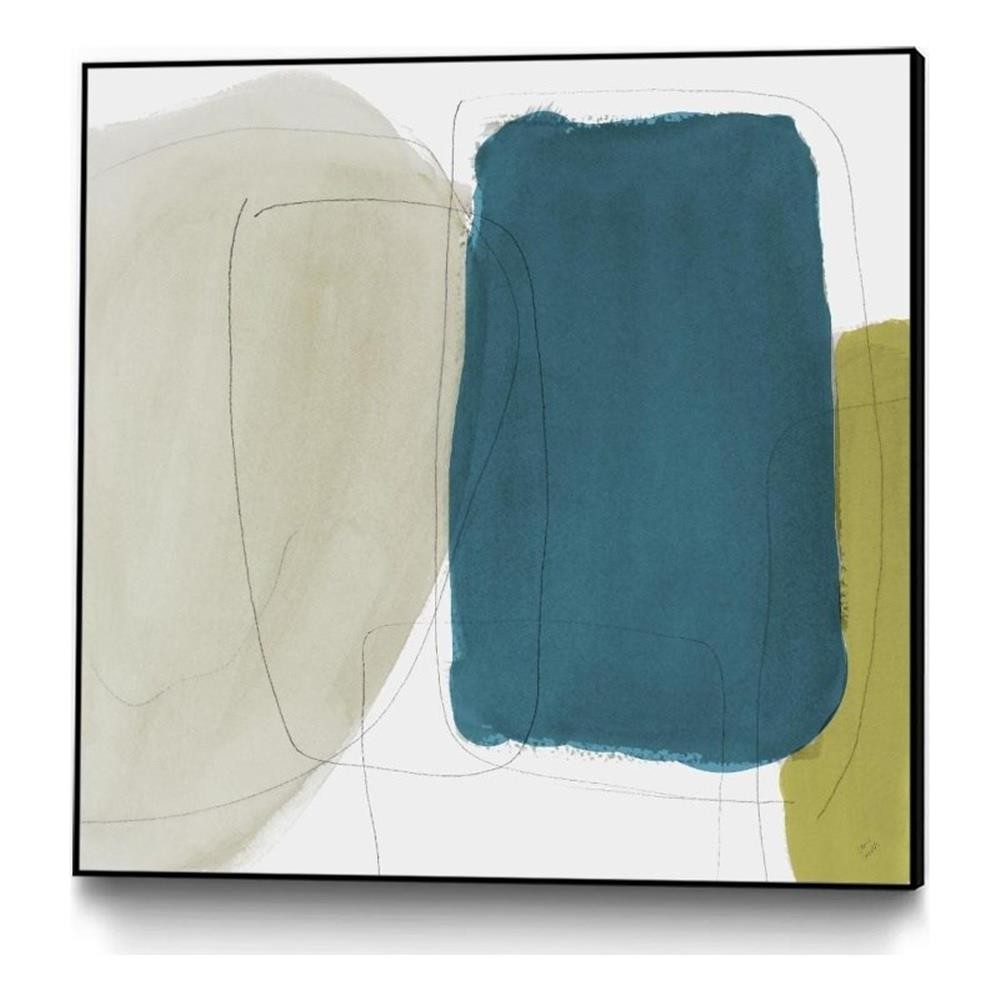 Giant Art Canvas 20×20 Beige And Navy Abstract Framed in Multi-Color