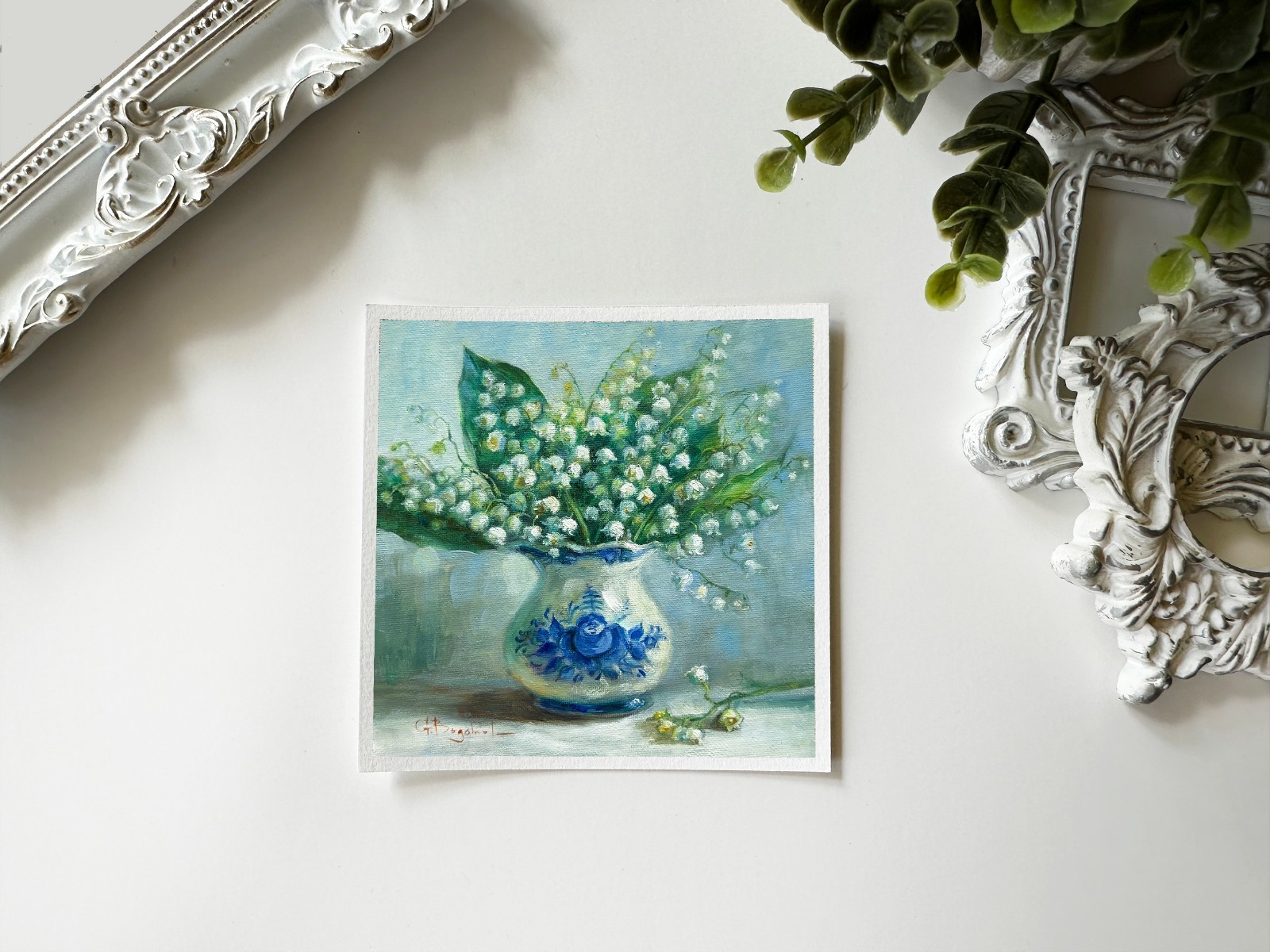 Miniature Floral Giclée Print Lily of the Valley, Gift Ready Numbered and Signed