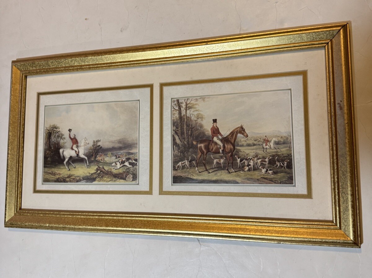William Giller Riding His Horse Baronet In The Country 25.5” X 13.5” Dual Print